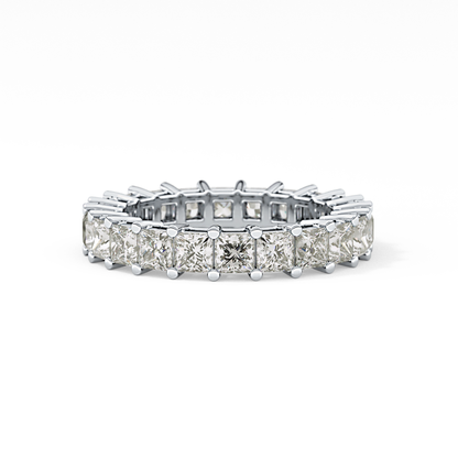 Full Eternity Wedding Band with 3.83 TCW Princess Cut Moissanite – Yellow, White, or Rose Gold