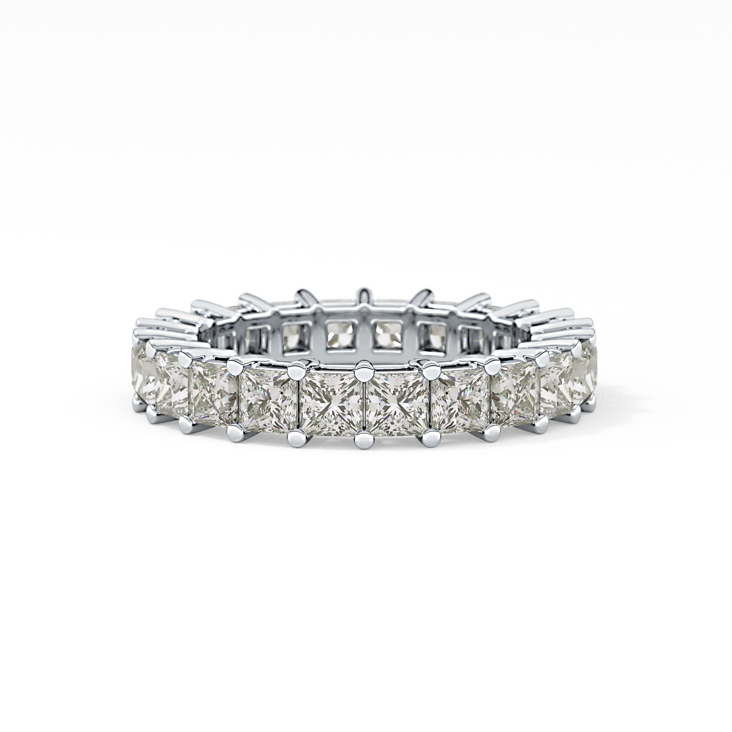 Full Eternity Wedding Band with 3.83 TCW Princess Cut Moissanite – Yellow, White, or Rose Gold