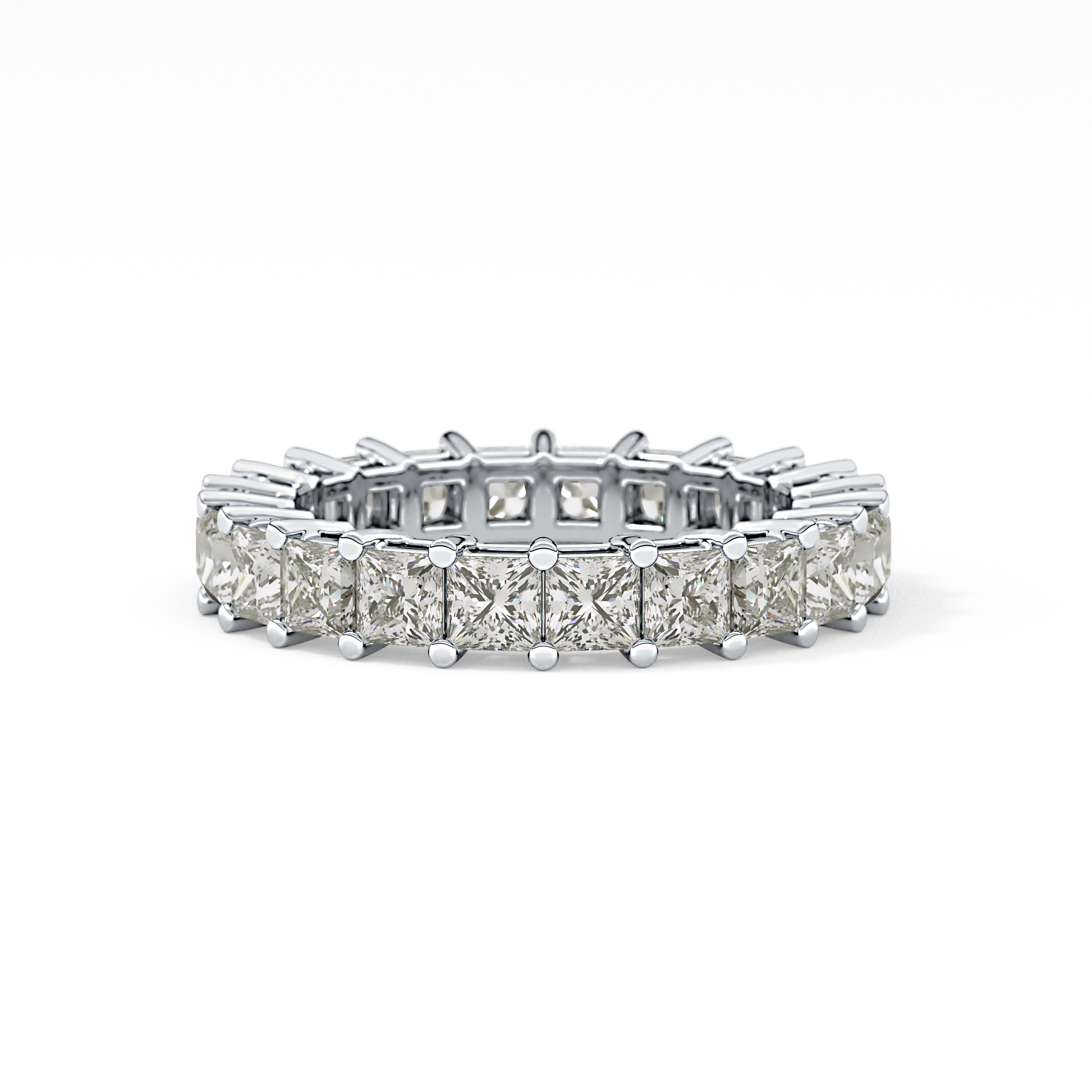 Full Eternity Wedding Band with 3.83 TCW Princess Cut Moissanite – Yellow, White, or Rose Gold