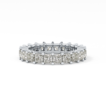 Full Eternity Wedding Band with 3.83 TCW Princess Cut Moissanite – Yellow, White, or Rose Gold