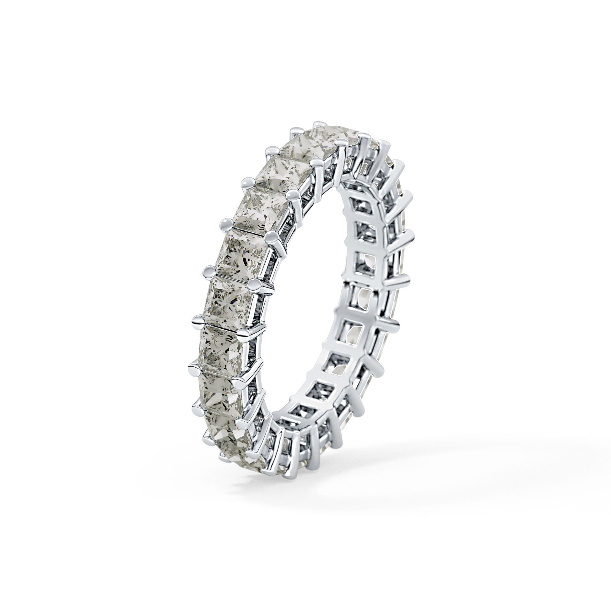 Full Eternity Wedding Band with 3.83 TCW Princess Cut Moissanite – Yellow, White, or Rose Gold