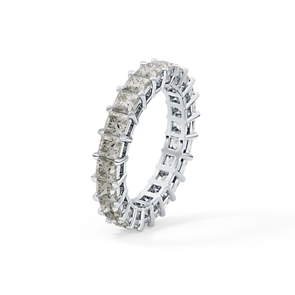 Full Eternity Wedding Band with 3.83 TCW Princess Cut Moissanite – Yellow, White, or Rose Gold