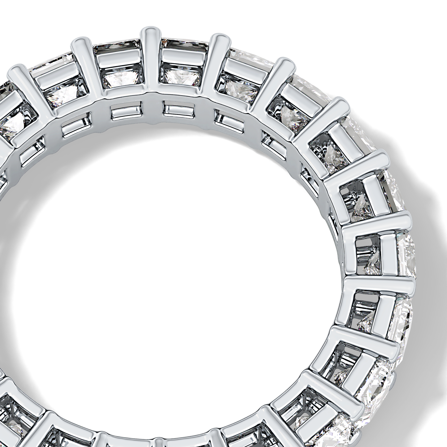 Full Eternity Wedding Band with 3.83 TCW Princess Cut Moissanite – Yellow, White, or Rose Gold