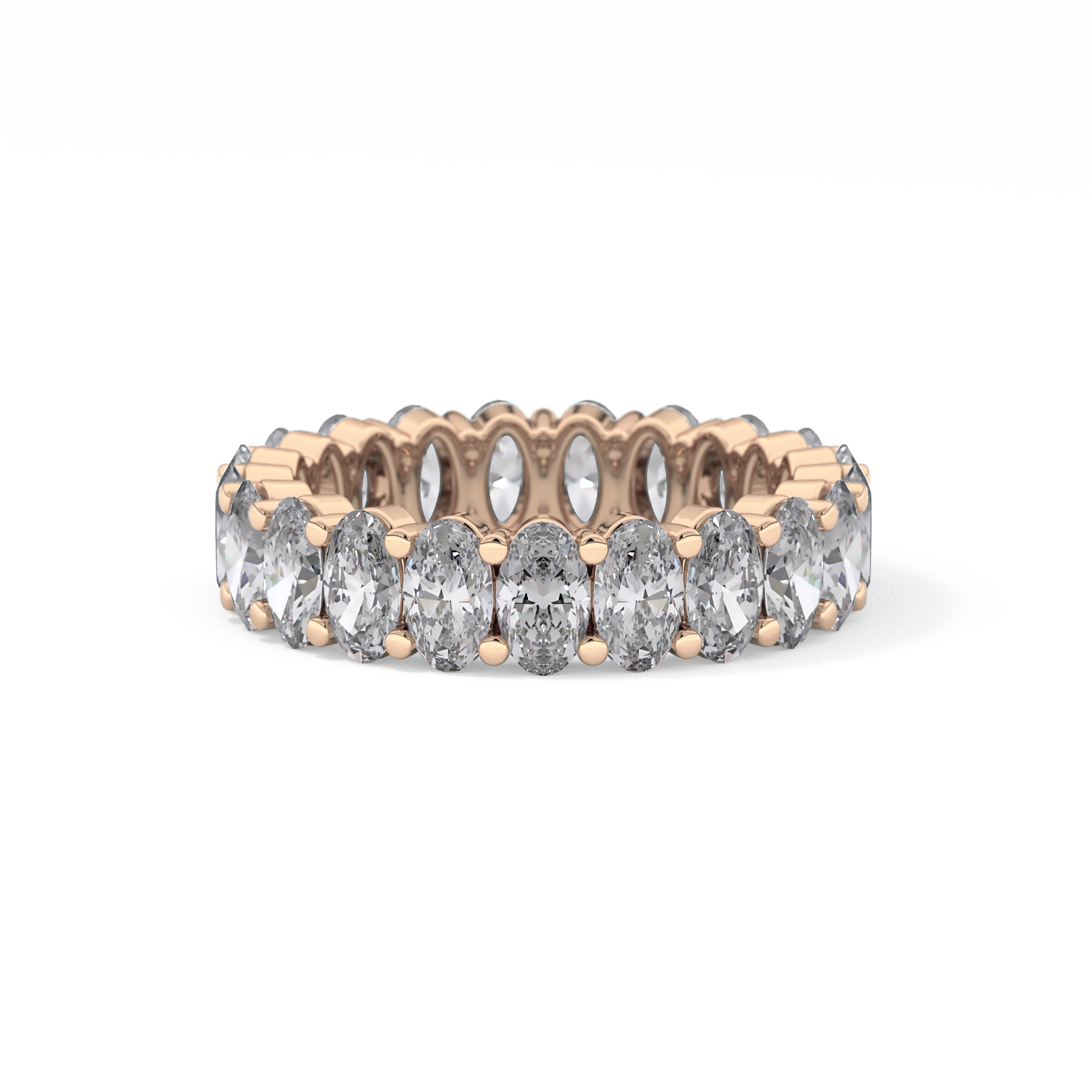 Full Eternity Wedding Band with 3.8 TCW Oval Cut Moissanite – Yellow, White, or Rose Gold