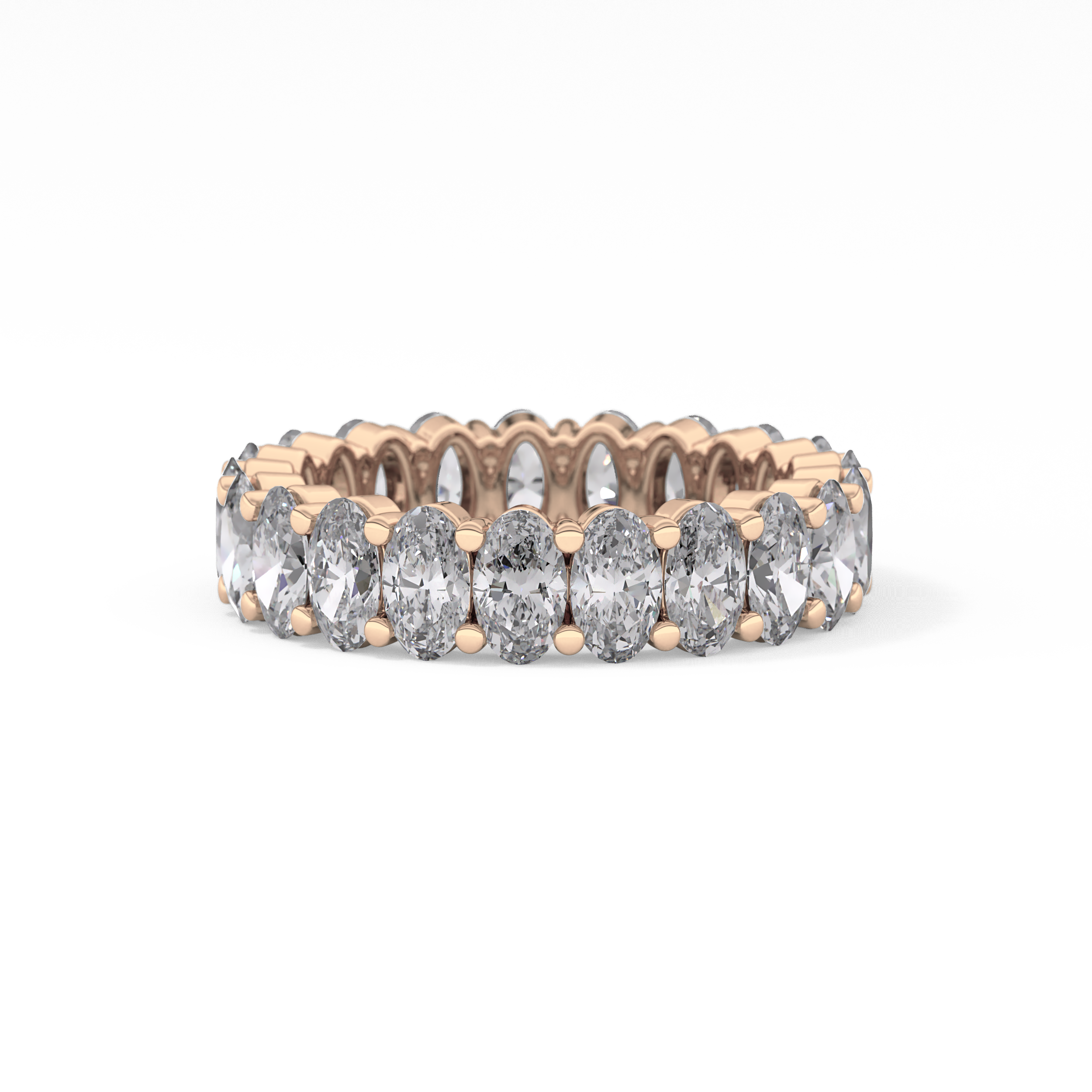 Full Eternity Wedding Band with 3.8 TCW Oval Cut Moissanite – Yellow, White, or Rose Gold