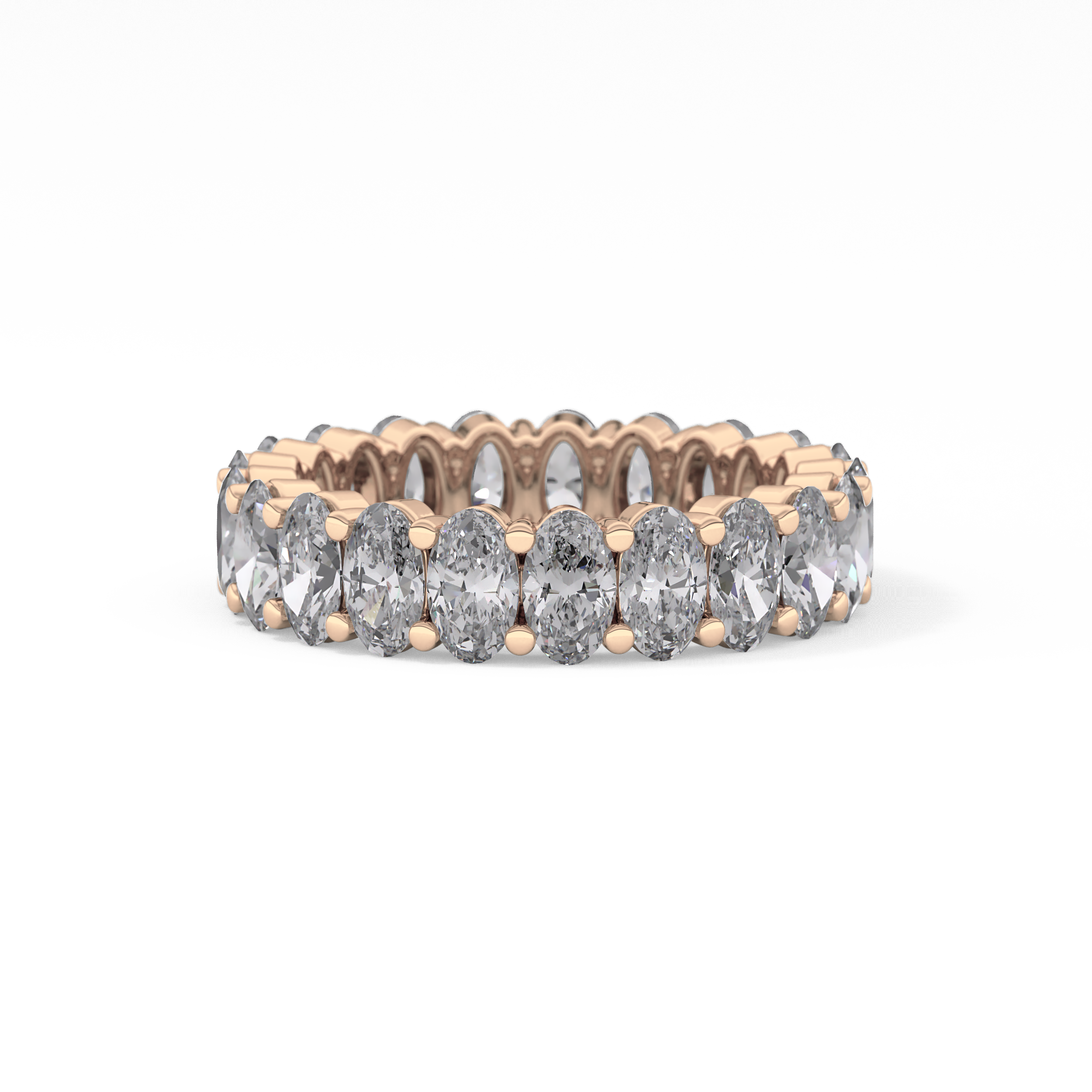 Full Eternity Wedding Band with 3.8 TCW Oval Cut Moissanite – Yellow, White, or Rose Gold