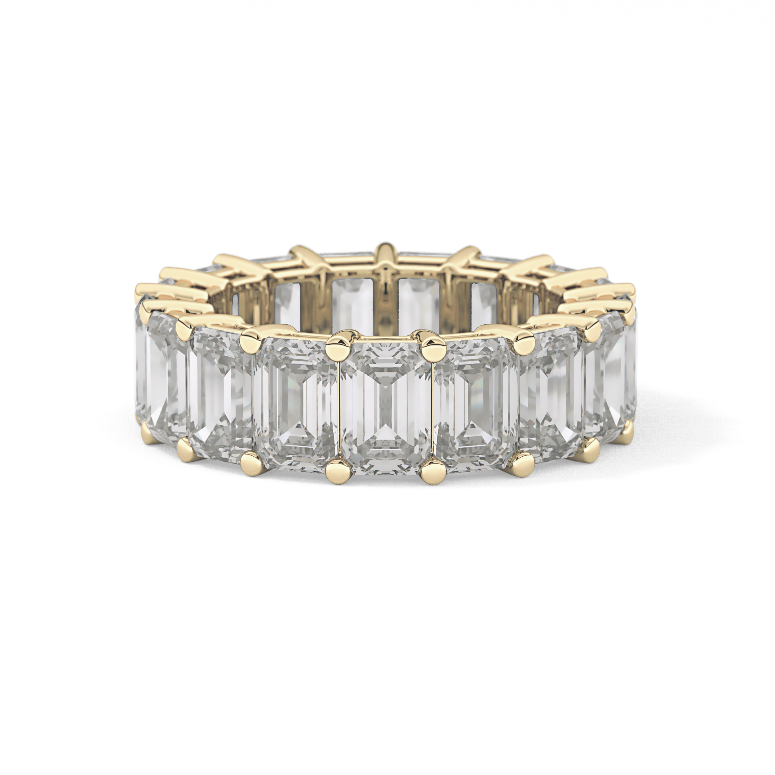 Full Eternity Wedding Band with 10.23 TCW Emerald Cut Moissanite – Yellow, White, or Rose Gold