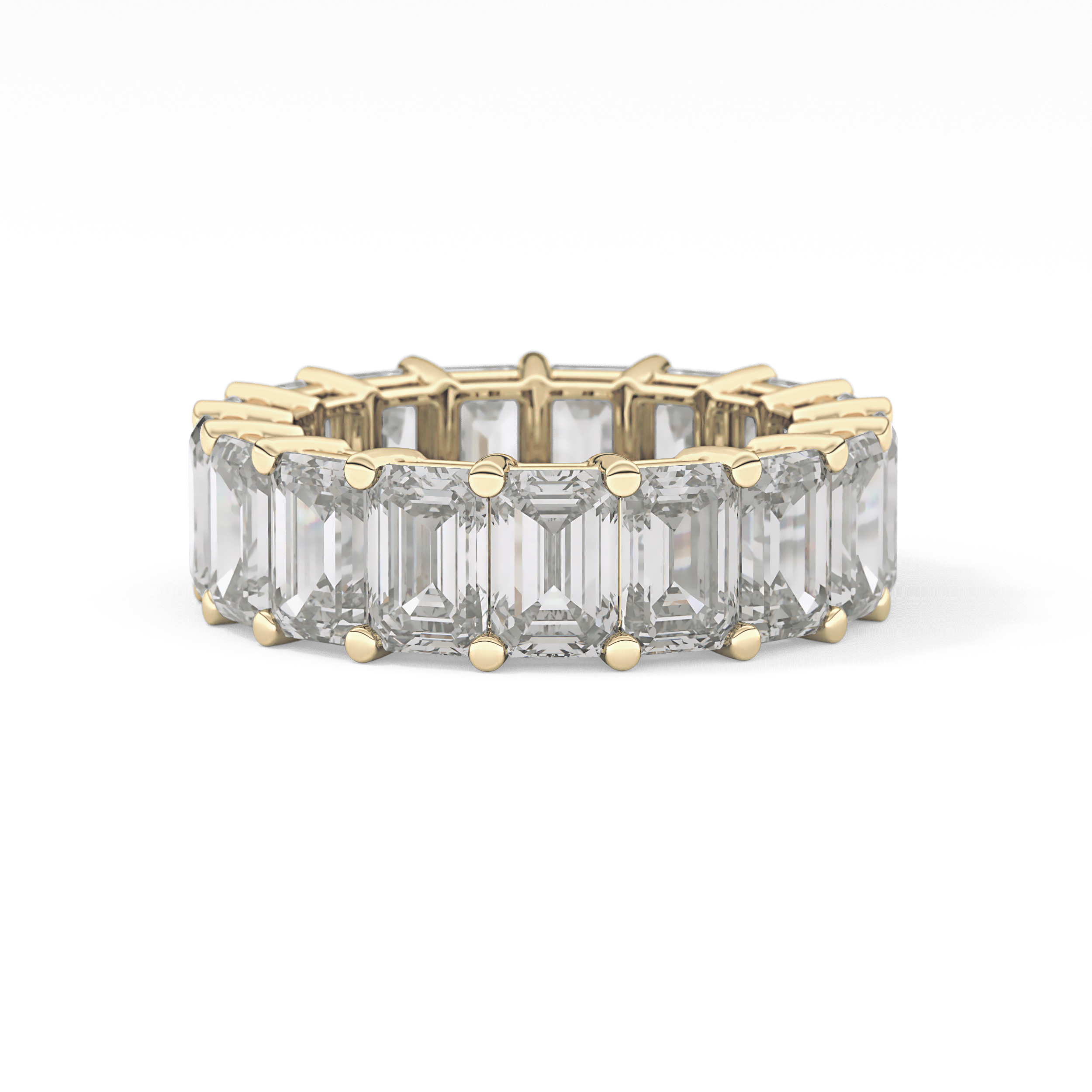 Full Eternity Wedding Band with 10.23 TCW Emerald Cut Moissanite – Yellow, White, or Rose Gold