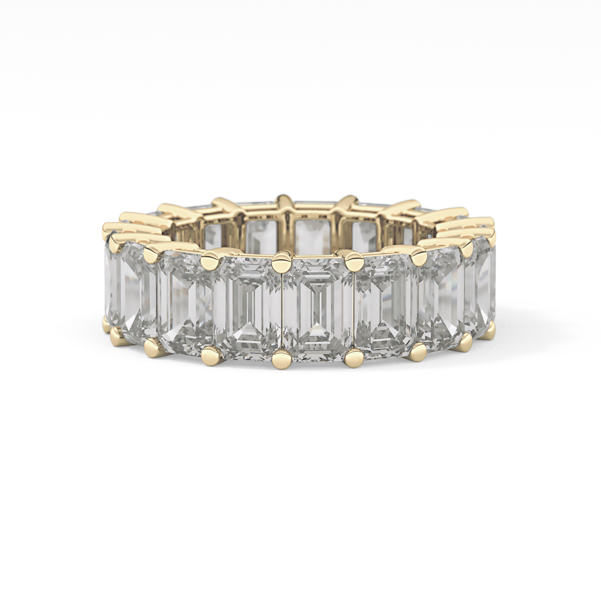 Full Eternity Wedding Band with 10.23 TCW Emerald Cut Moissanite – Yellow, White, or Rose Gold