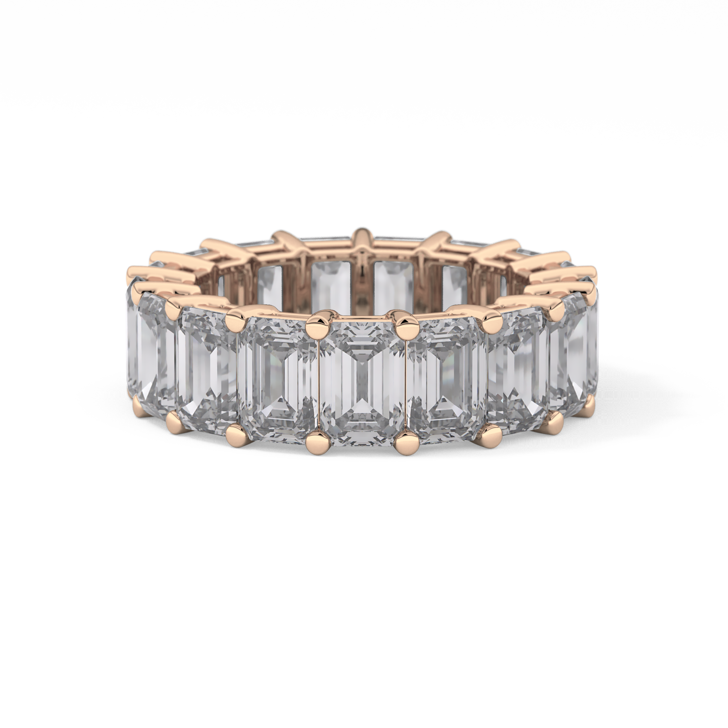 Full Eternity Wedding Band with 10.23 TCW Emerald Cut Moissanite – Yellow, White, or Rose Gold