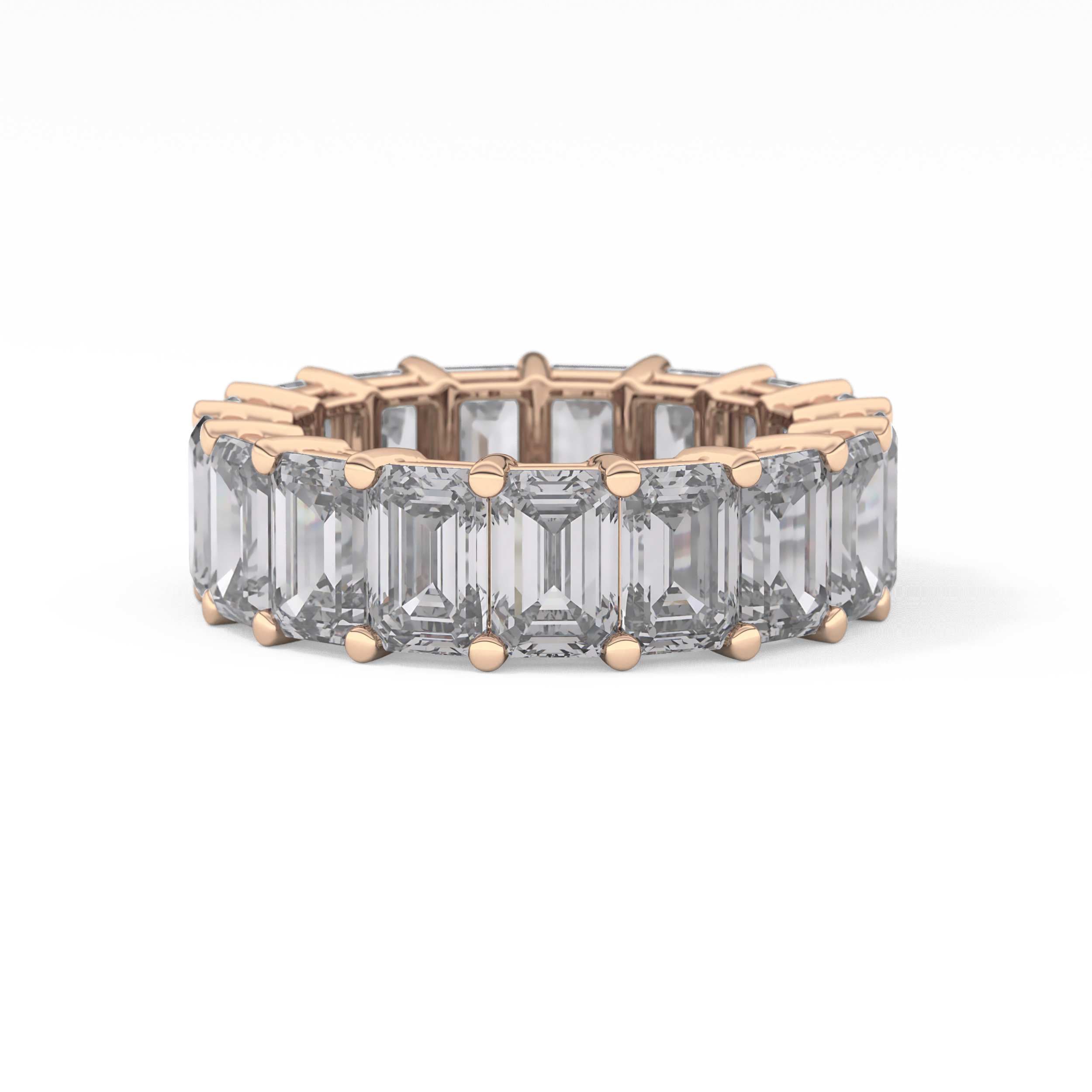 Full Eternity Wedding Band with 10.23 TCW Emerald Cut Moissanite – Yellow, White, or Rose Gold