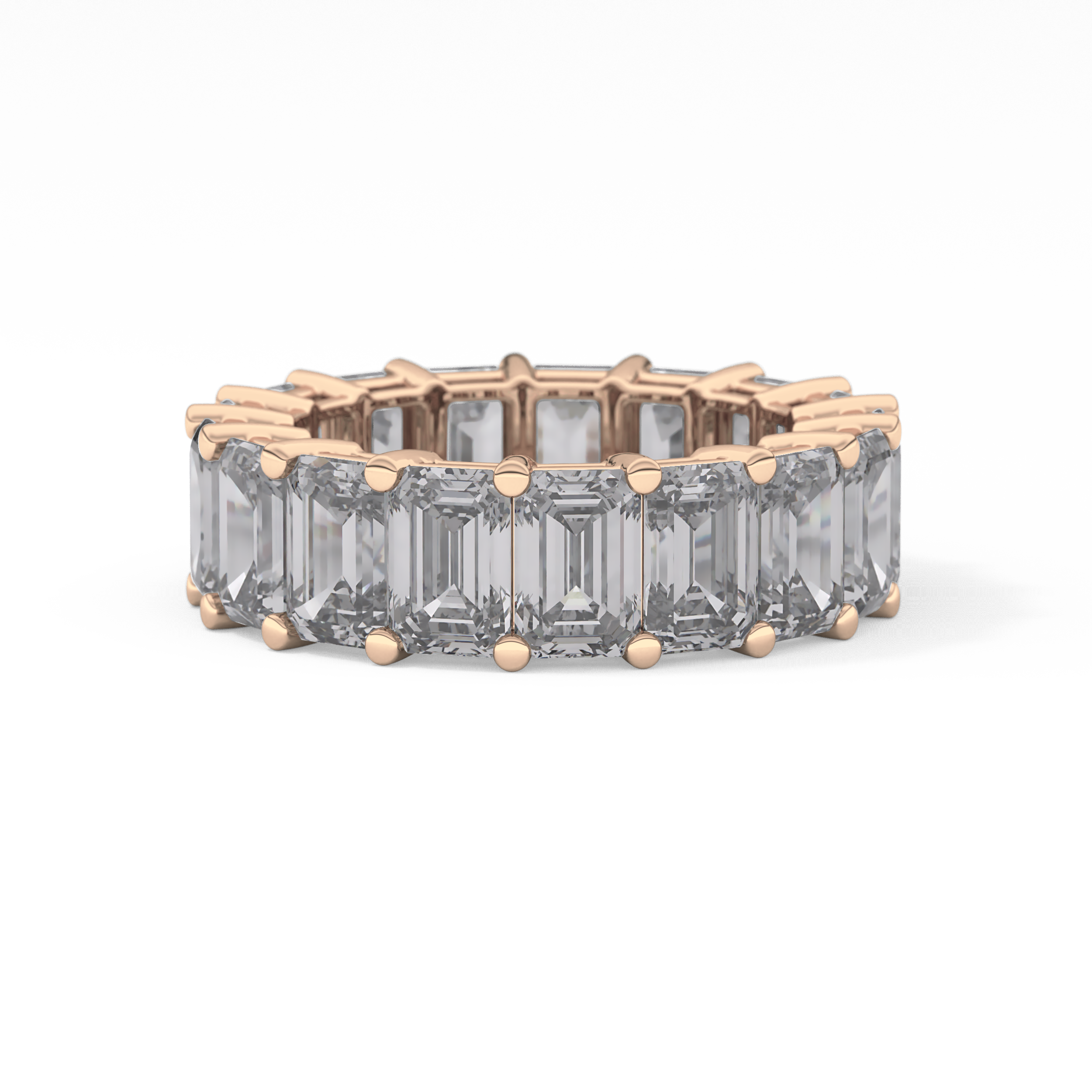 Full Eternity Wedding Band with 10.23 TCW Emerald Cut Moissanite – Yellow, White, or Rose Gold