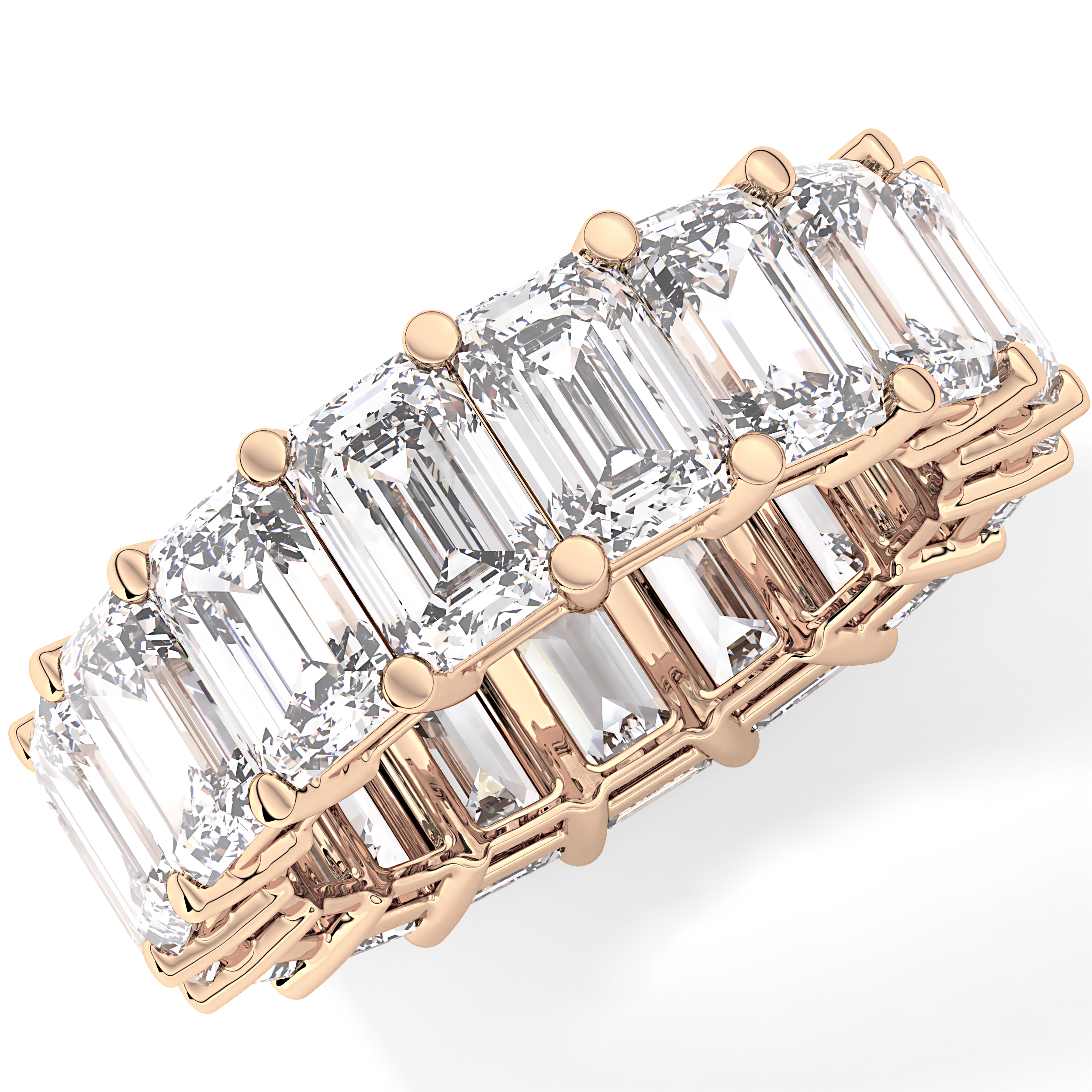 Full Eternity Wedding Band with 10.23 TCW Emerald Cut Moissanite – Yellow, White, or Rose Gold