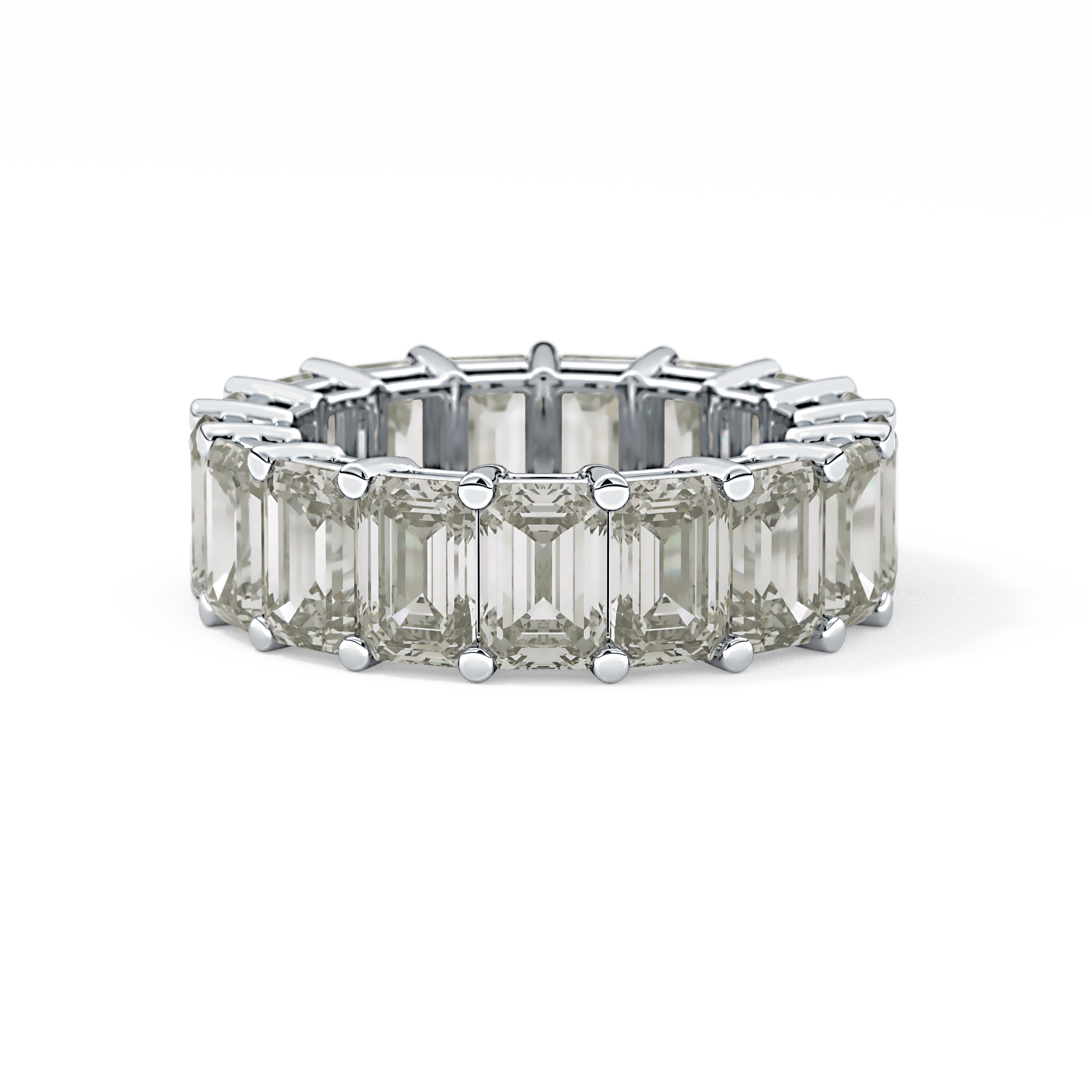 Full Eternity Wedding Band with 10.23 TCW Emerald Cut Moissanite – Yellow, White, or Rose Gold