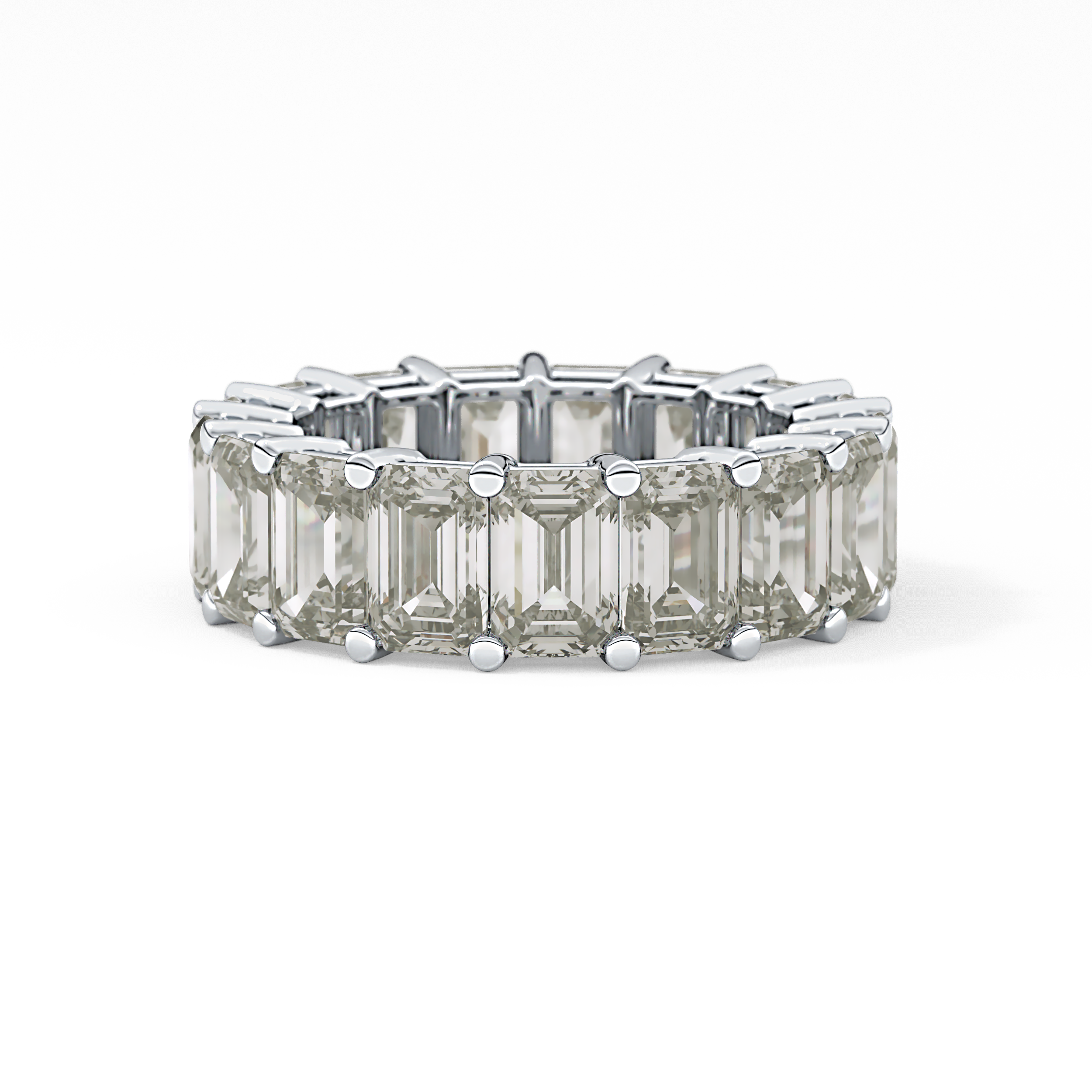 Full Eternity Wedding Band with 10.23 TCW Emerald Cut Moissanite – Yellow, White, or Rose Gold