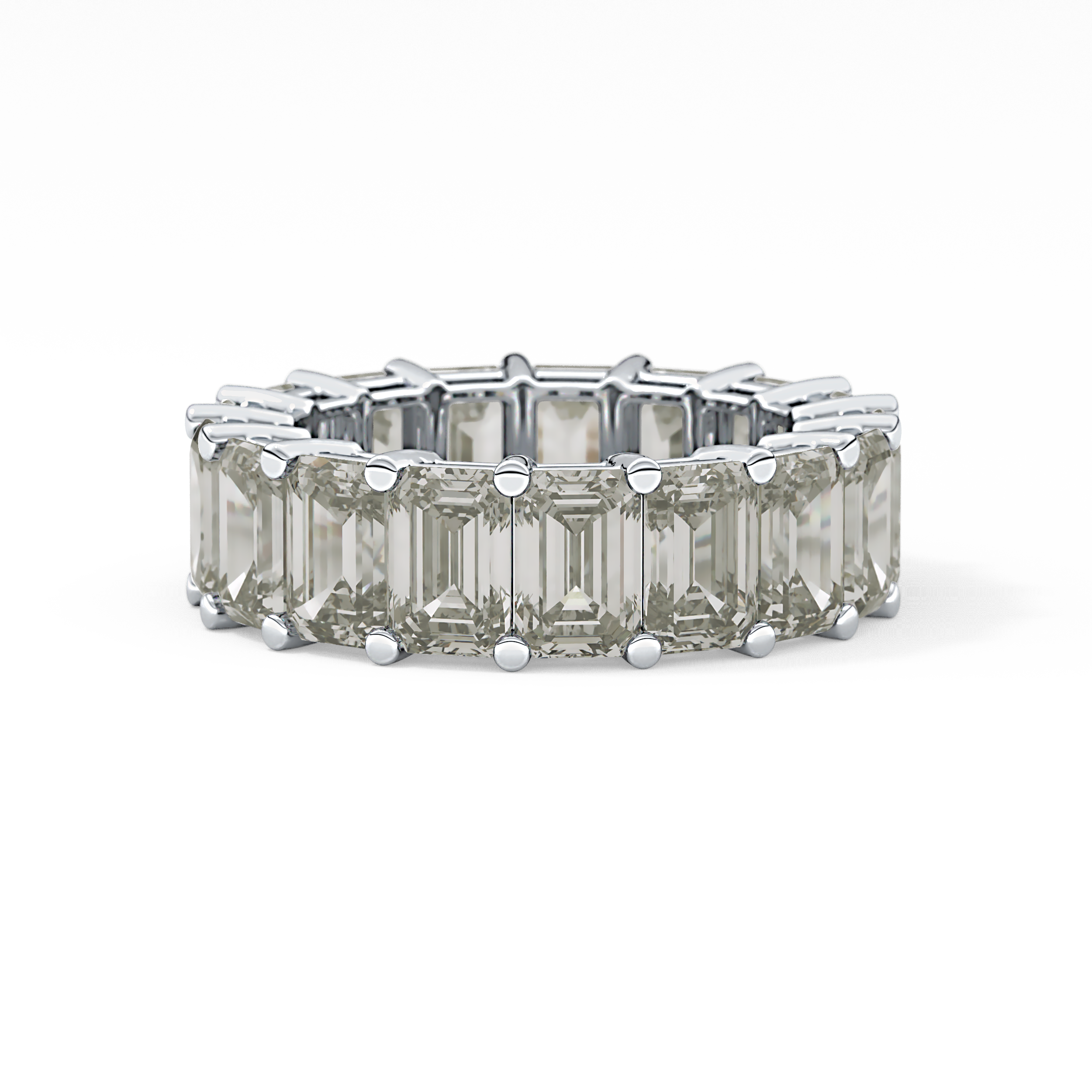 Full Eternity Wedding Band with 10.23 TCW Emerald Cut Moissanite – Yellow, White, or Rose Gold