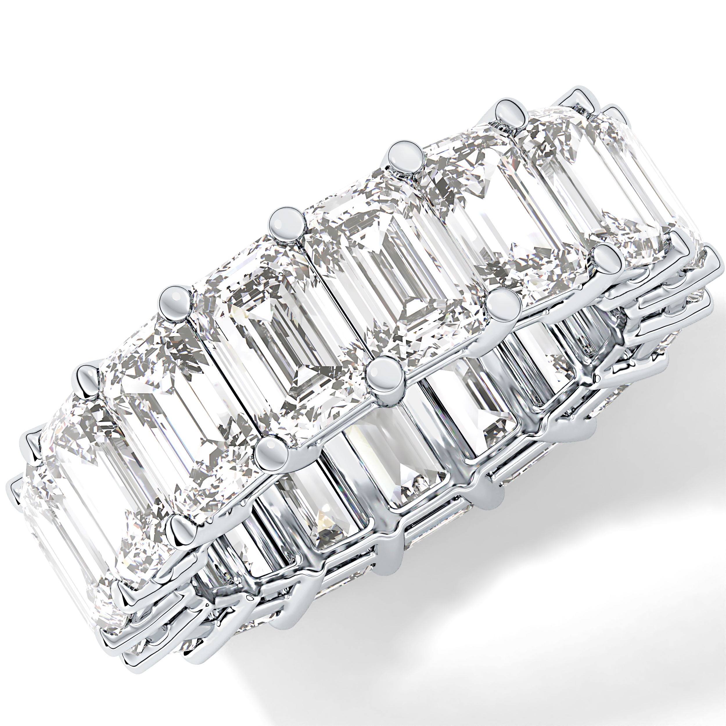 Full Eternity Wedding Band with 10.23 TCW Emerald Cut Moissanite – Yellow, White, or Rose Gold