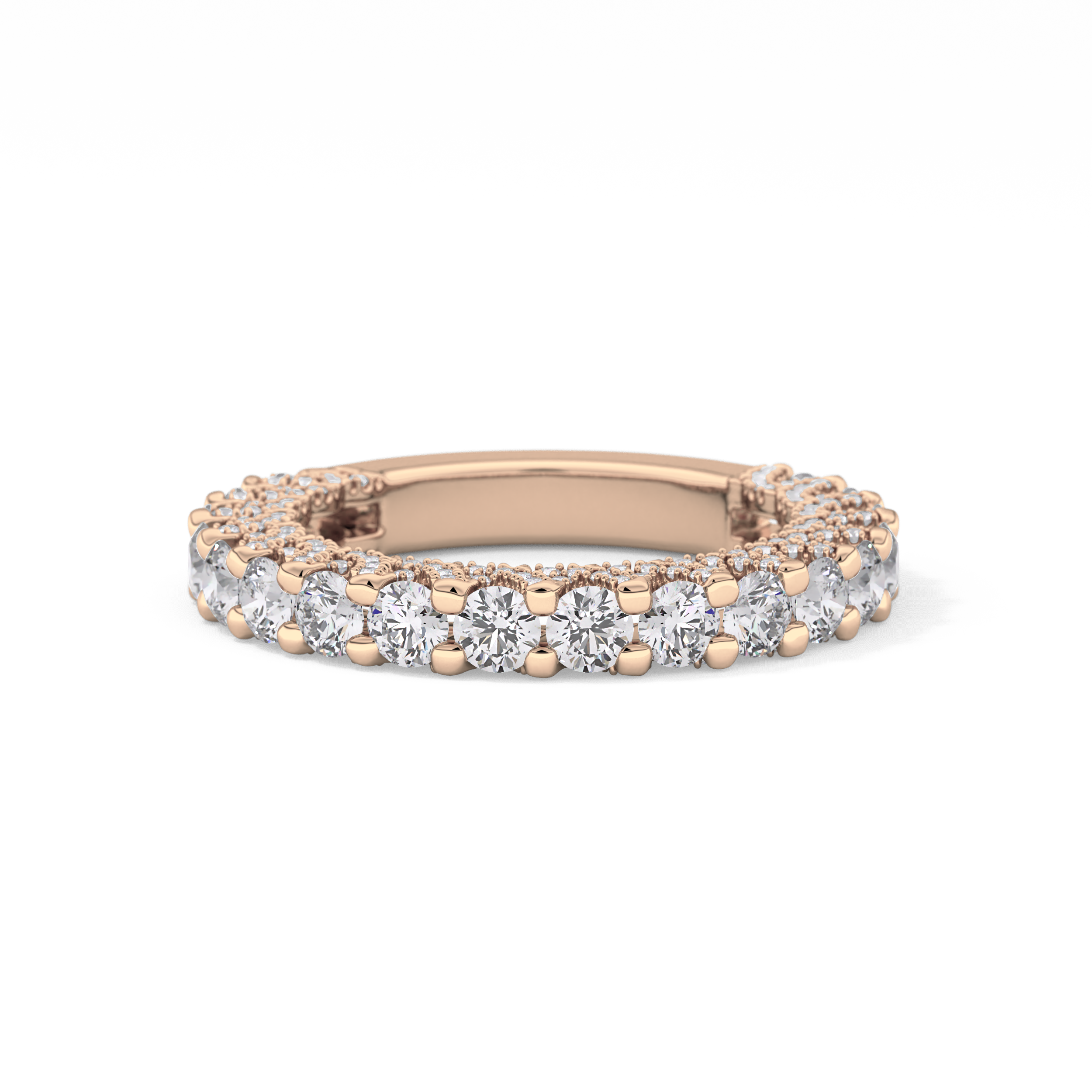 Half Eternity Wedding Band with 1.83 TCW Round Cut Moissanite – Yellow, White, or Rose Gold