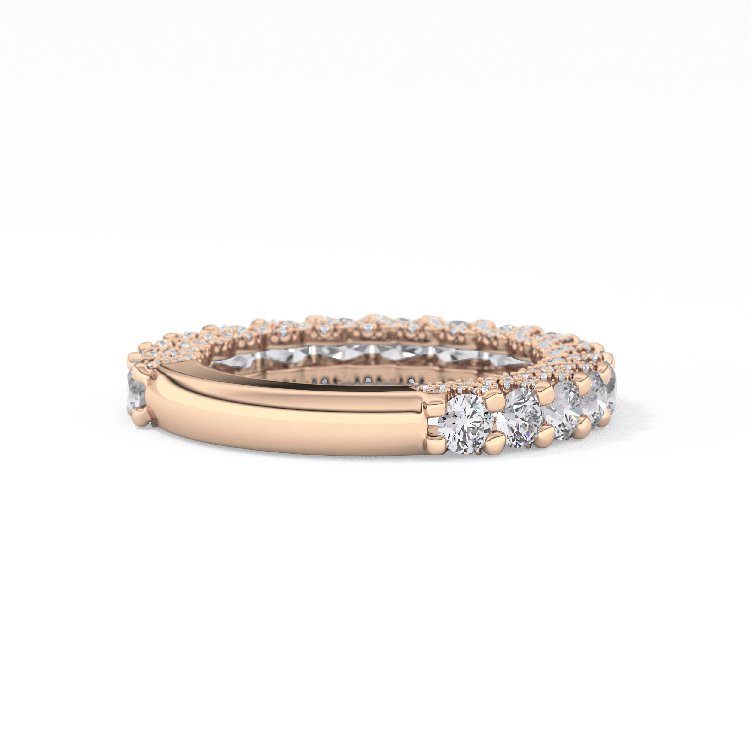Half Eternity Wedding Band with 1.83 TCW Round Cut Moissanite – Yellow, White, or Rose Gold