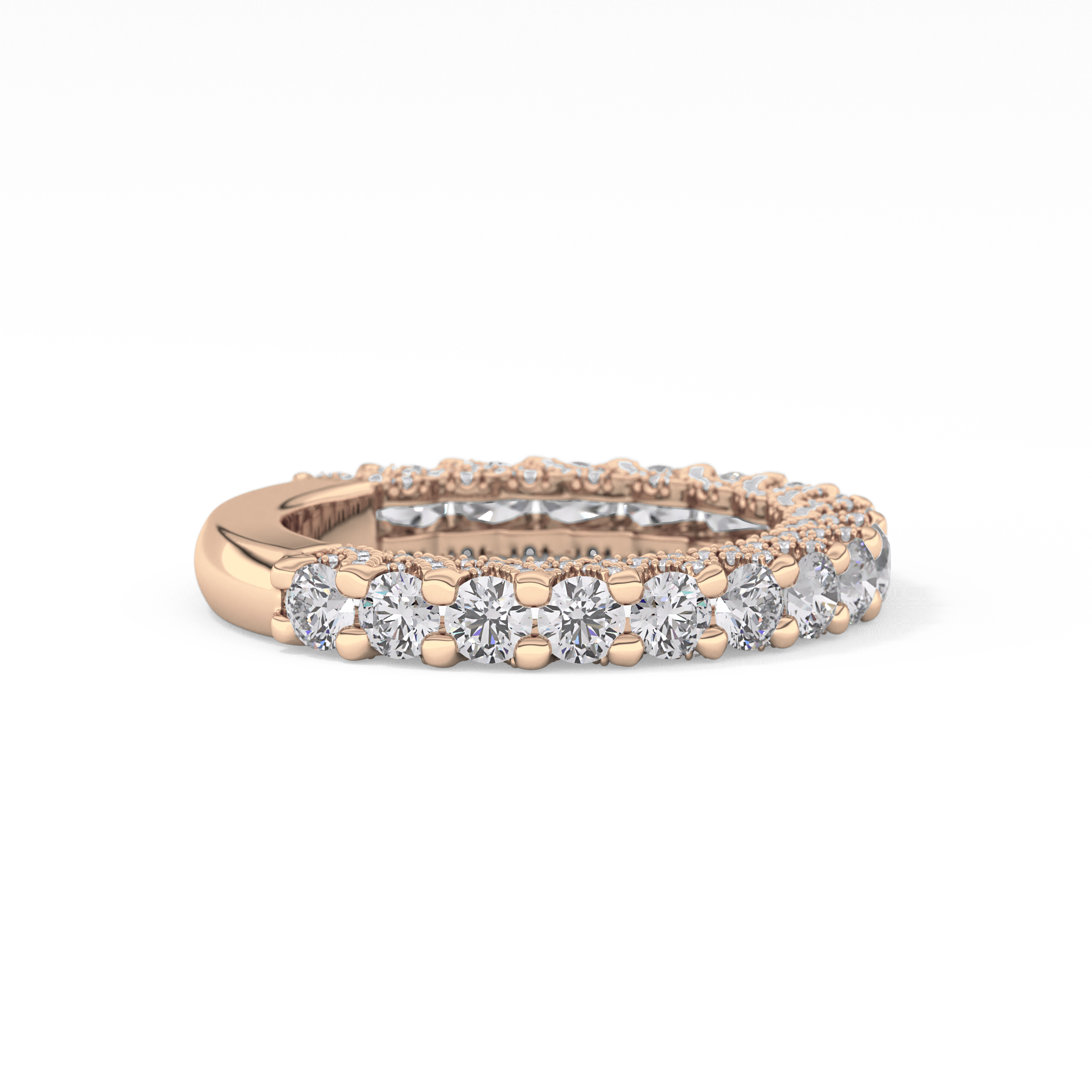 Half Eternity Wedding Band with 1.83 TCW Round Cut Moissanite – Yellow, White, or Rose Gold