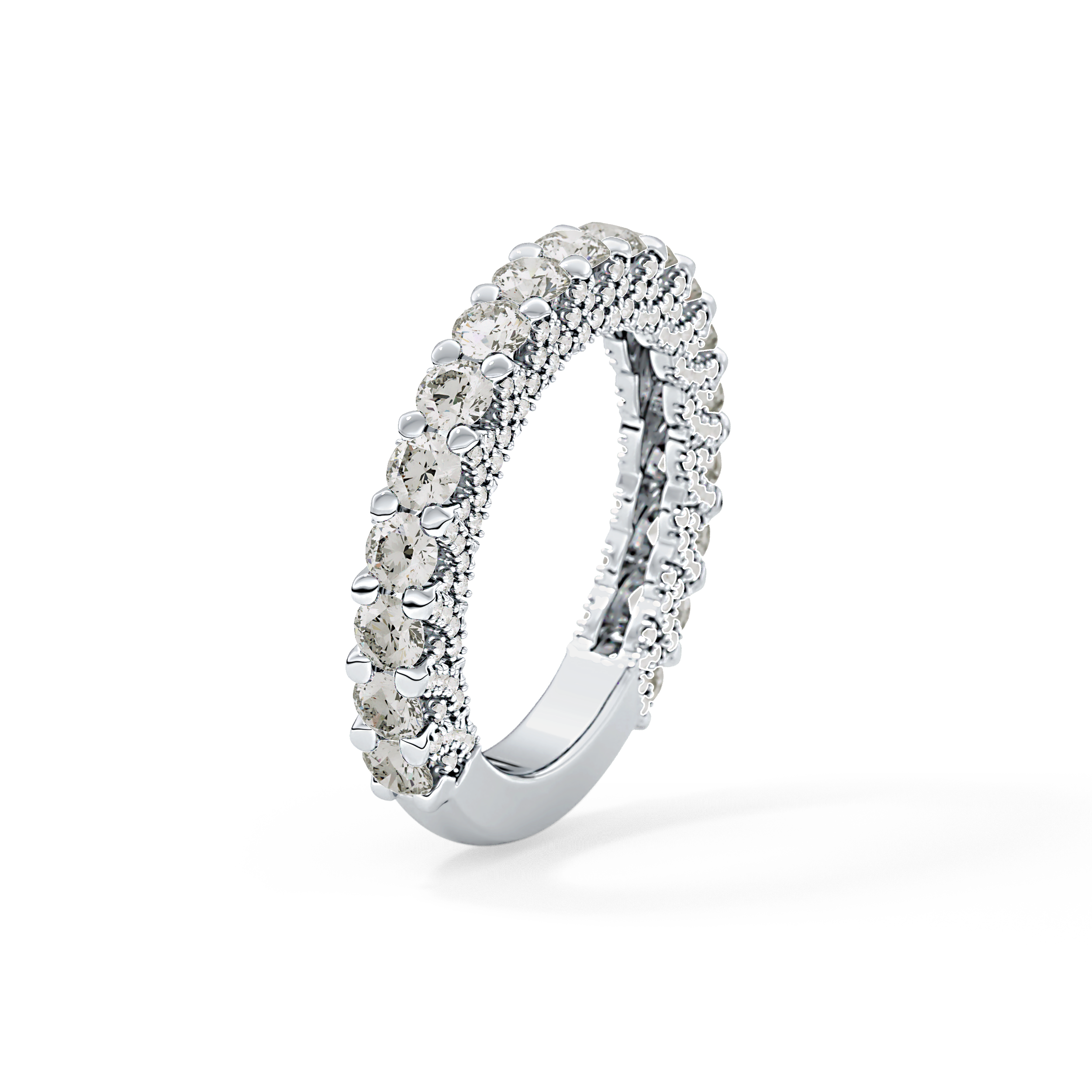 Half Eternity Wedding Band with 1.83 TCW Round Cut Moissanite – Yellow, White, or Rose Gold