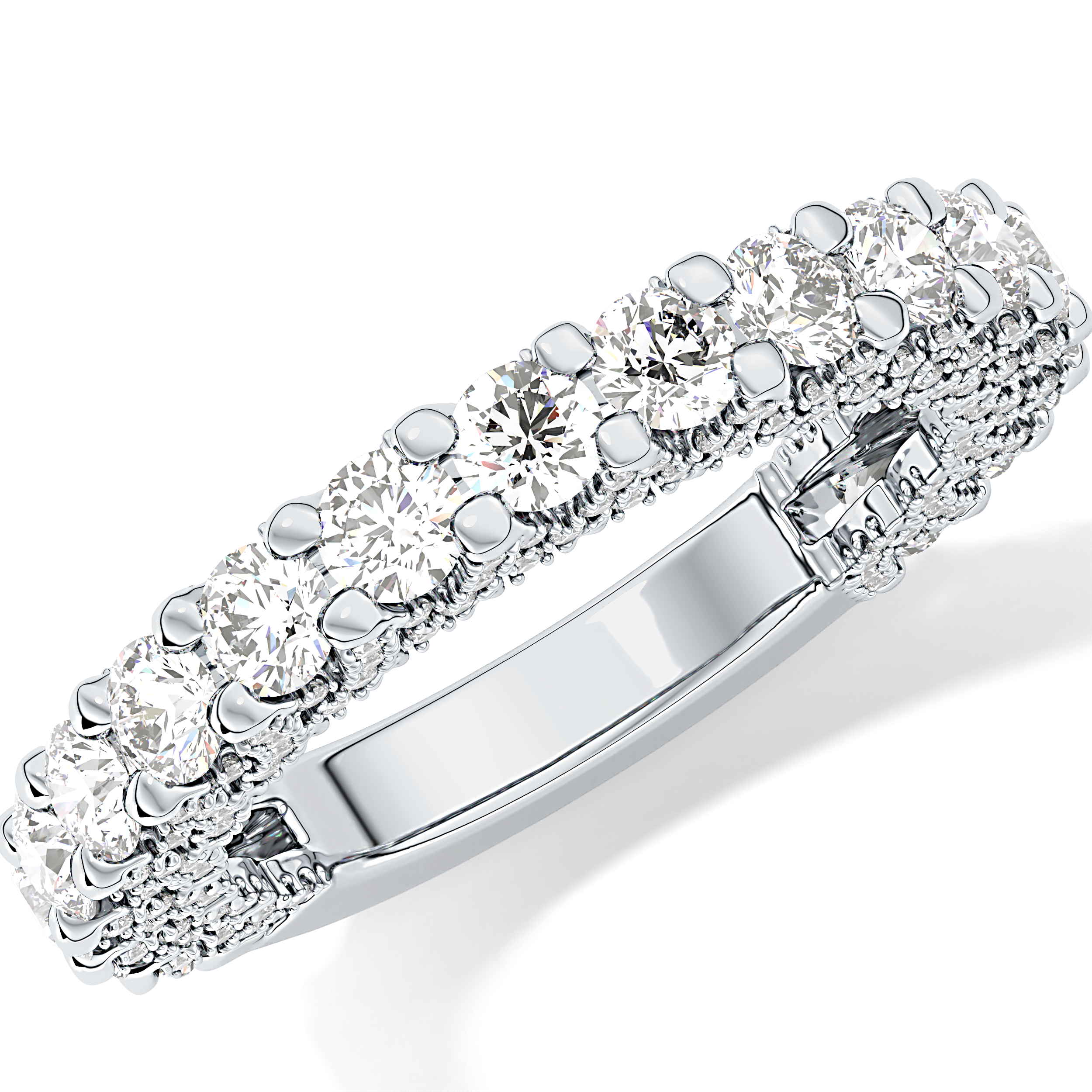 Half Eternity Wedding Band with 1.83 TCW Round Cut Moissanite – Yellow, White, or Rose Gold