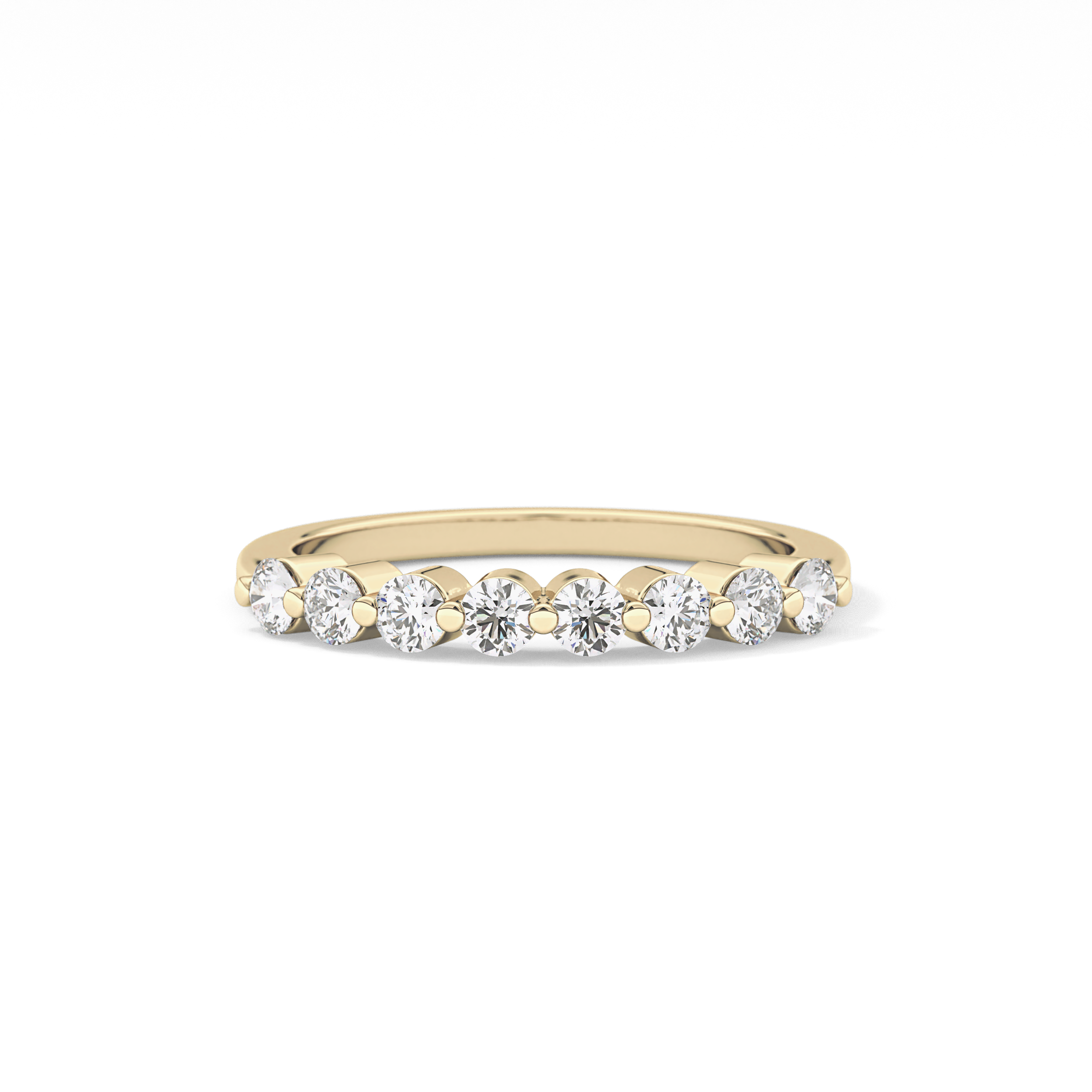 Half Eternity Wedding Band with 0.47 TCW Round Cut Moissanite – Yellow, White, or Rose Gold