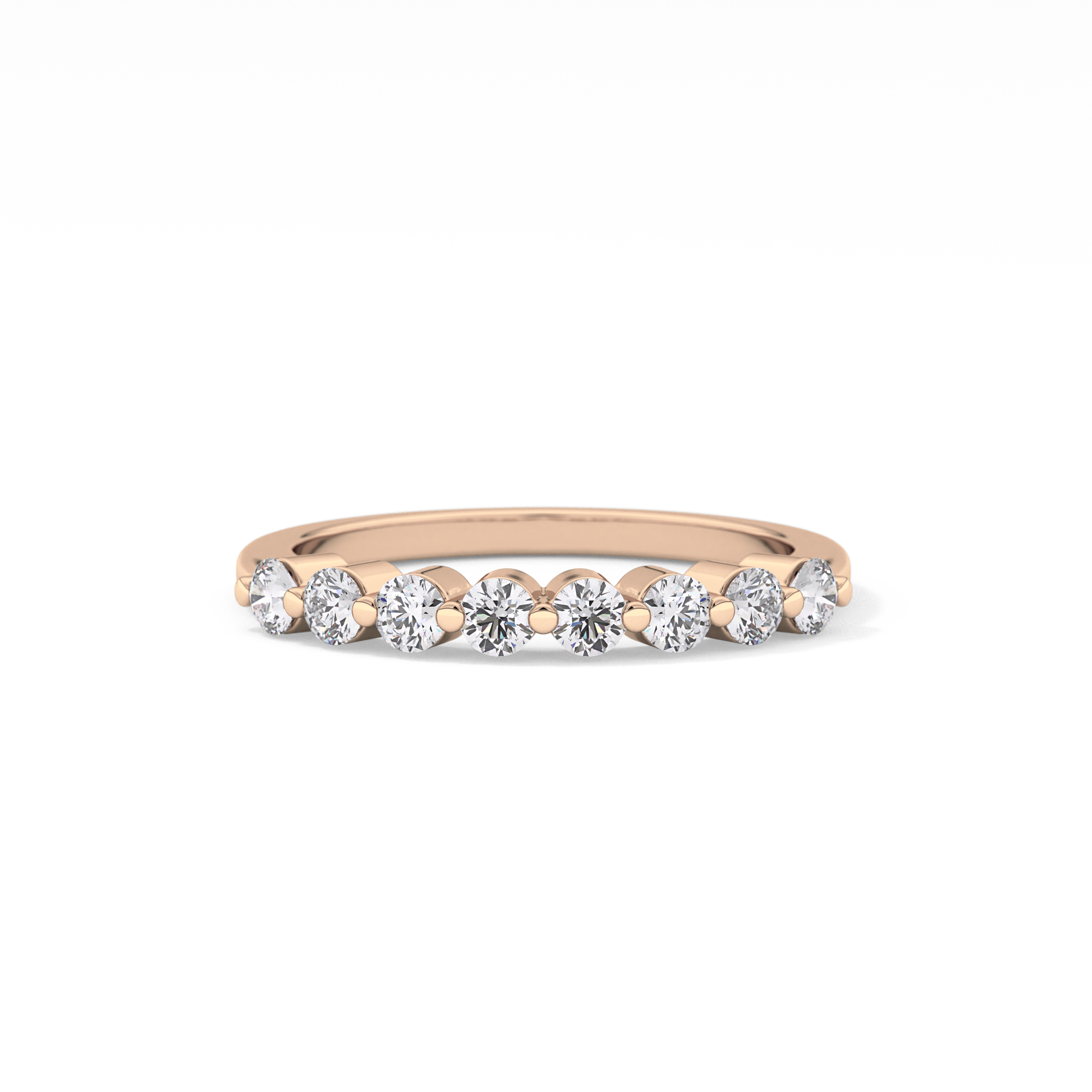 Half Eternity Wedding Band with 0.47 TCW Round Cut Moissanite – Yellow, White, or Rose Gold
