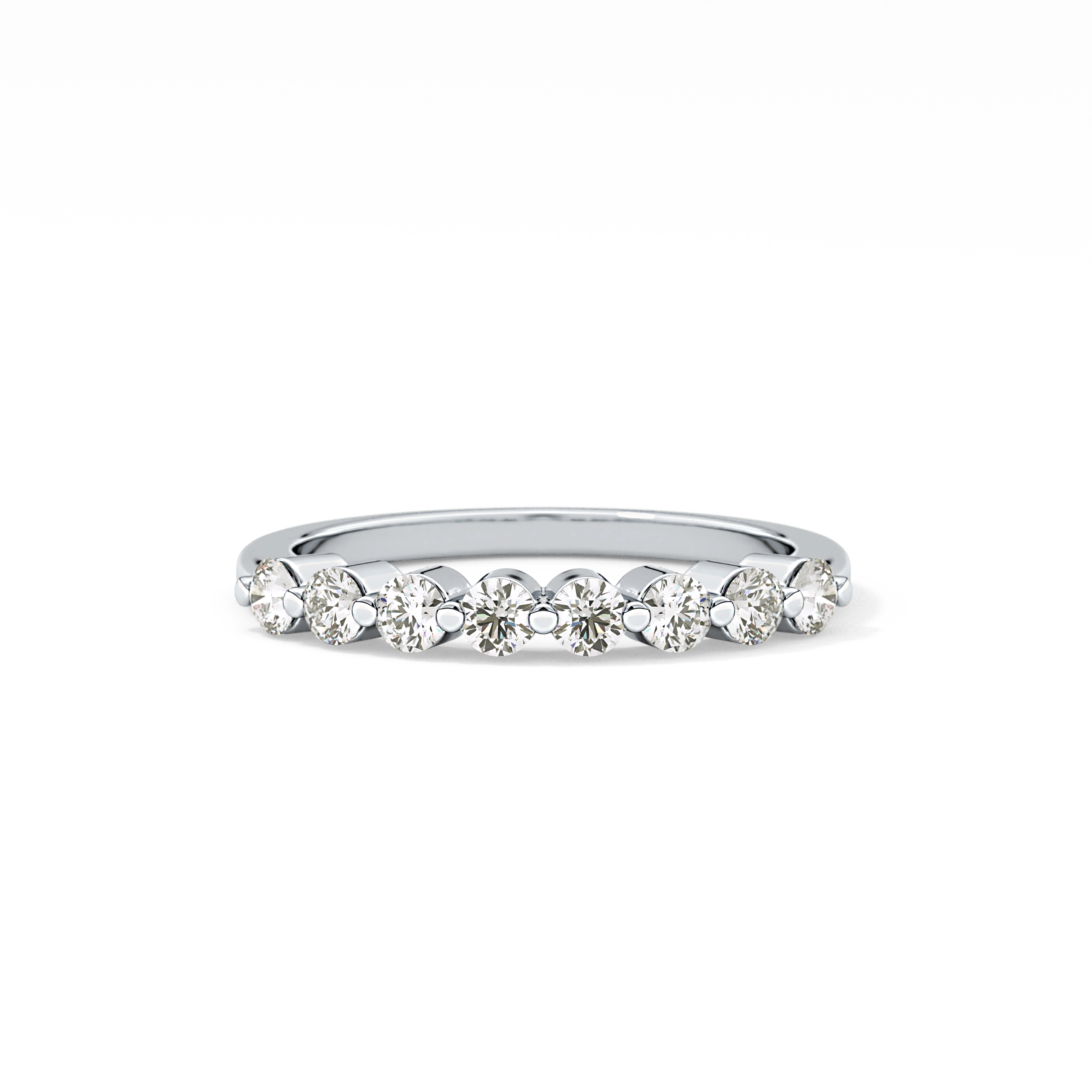 Half Eternity Wedding Band with 0.47 TCW Round Cut Moissanite – Yellow, White, or Rose Gold
