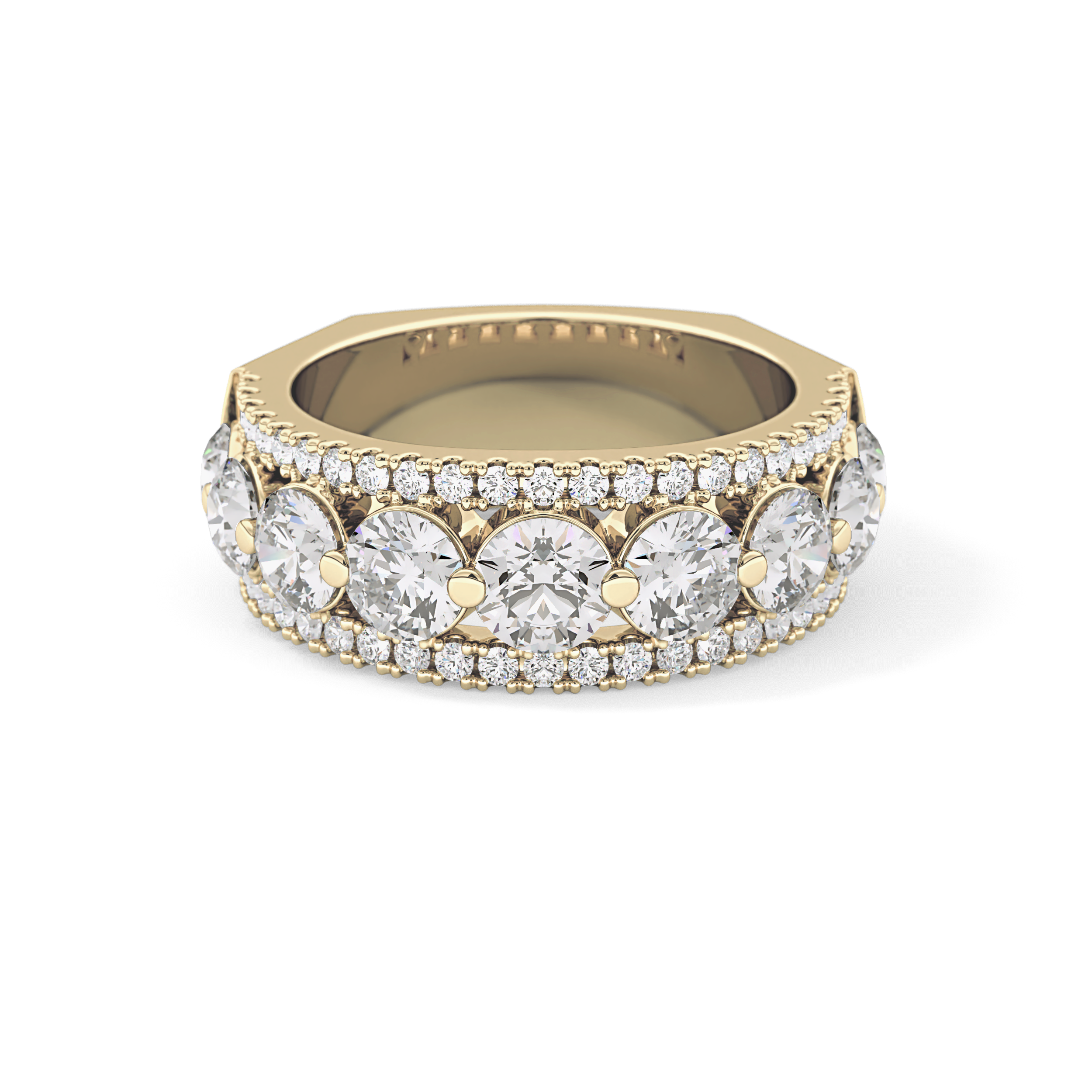 Half Eternity Wedding Band with 2.67 TCW Round Cut Moissanite – Yellow, White, or Rose Gold