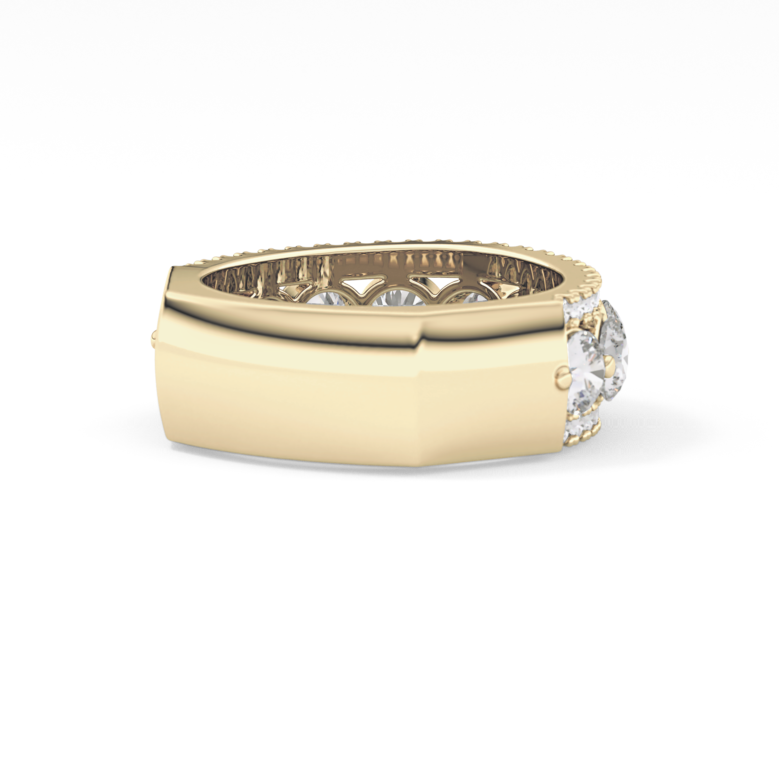Half Eternity Wedding Band with 2.67 TCW Round Cut Moissanite – Yellow, White, or Rose Gold
