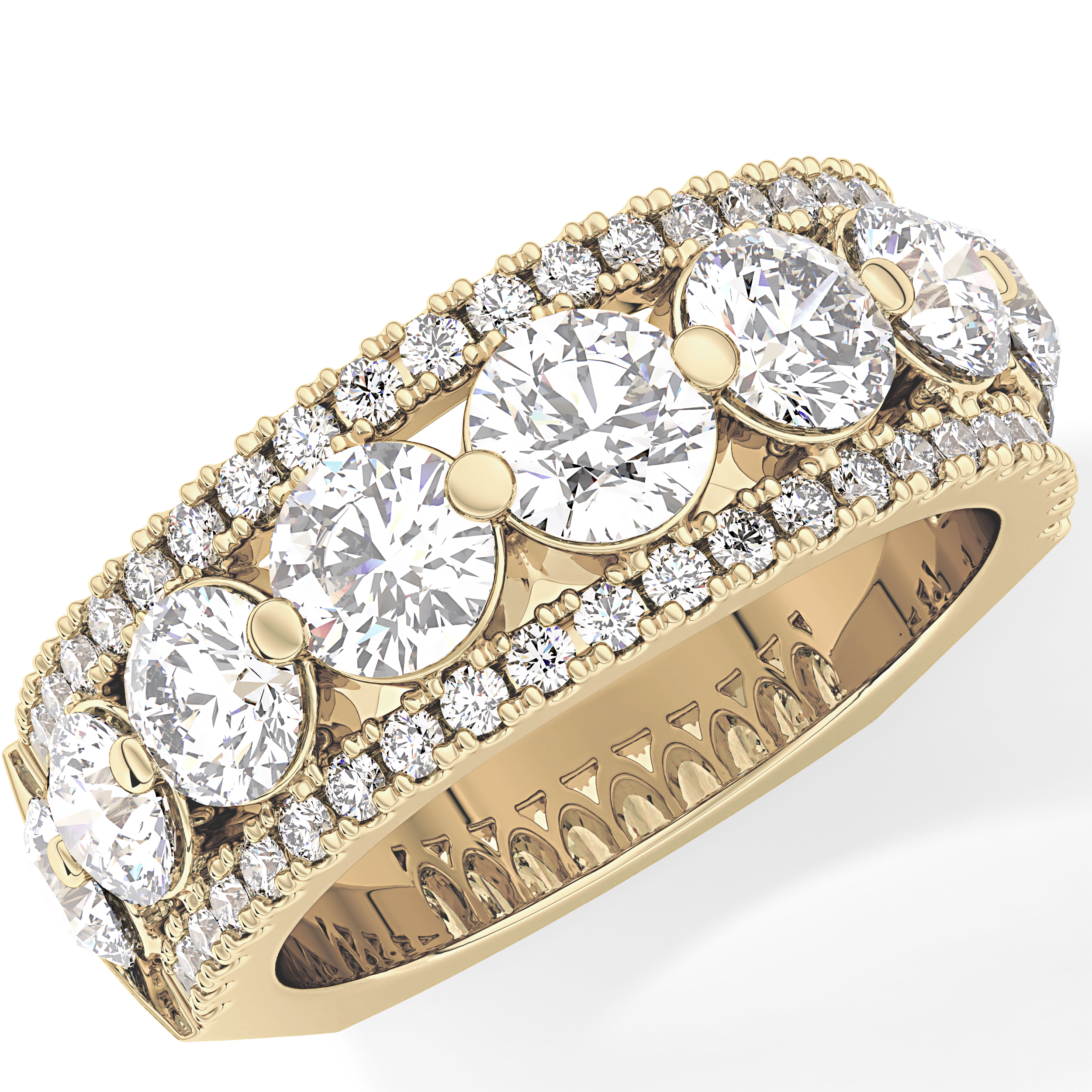 Half Eternity Wedding Band with 2.67 TCW Round Cut Moissanite – Yellow, White, or Rose Gold