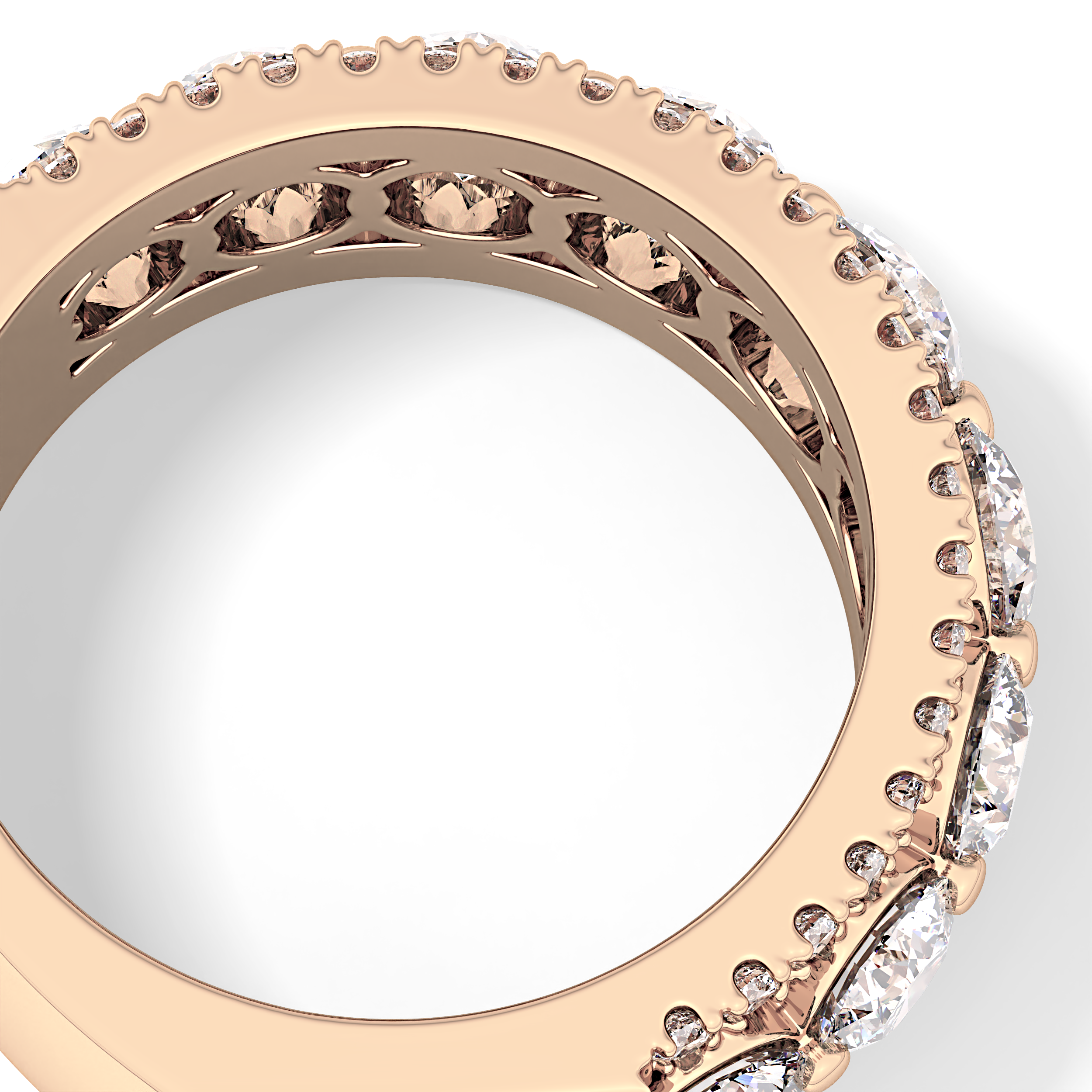 Half Eternity Wedding Band with 2.67 TCW Round Cut Moissanite – Yellow, White, or Rose Gold