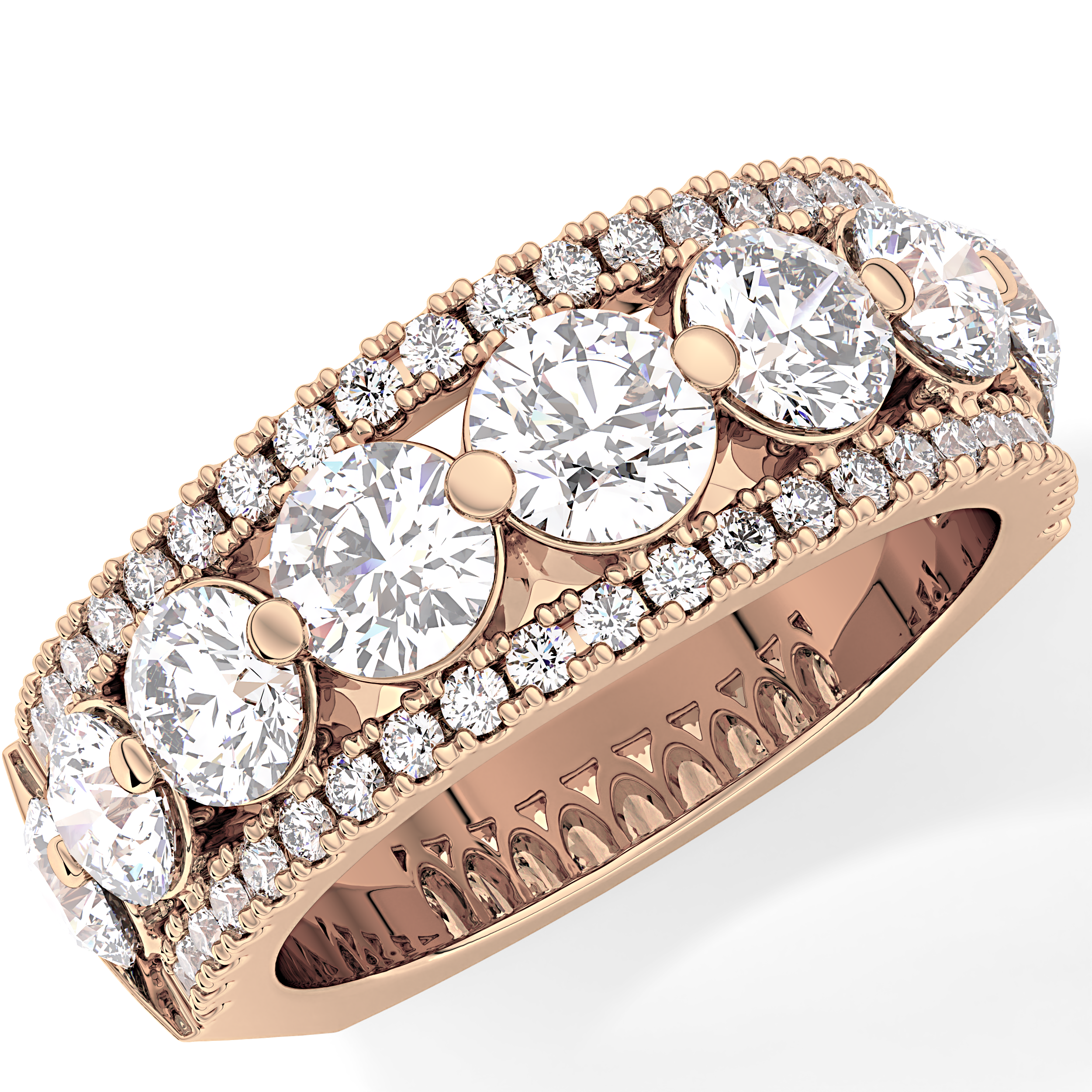 Half Eternity Wedding Band with 2.67 TCW Round Cut Moissanite – Yellow, White, or Rose Gold