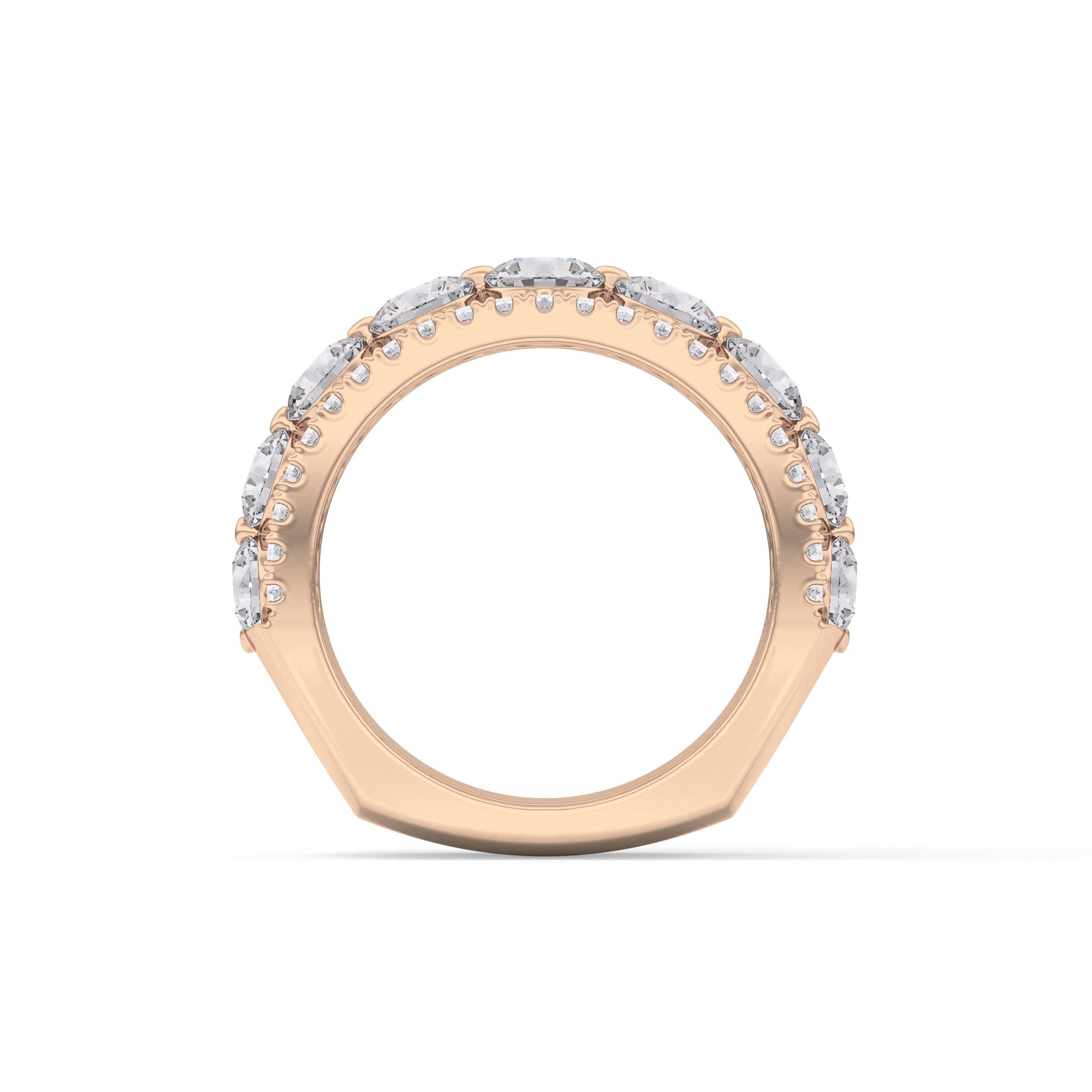 Half Eternity Wedding Band with 2.67 TCW Round Cut Moissanite – Yellow, White, or Rose Gold
