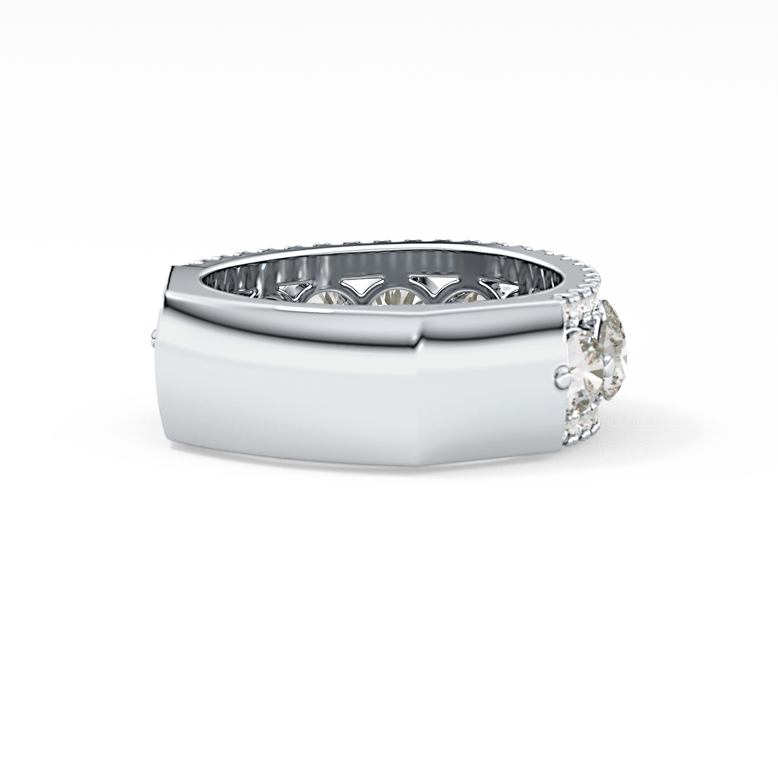 Half Eternity Wedding Band with 2.67 TCW Round Cut Moissanite – Yellow, White, or Rose Gold