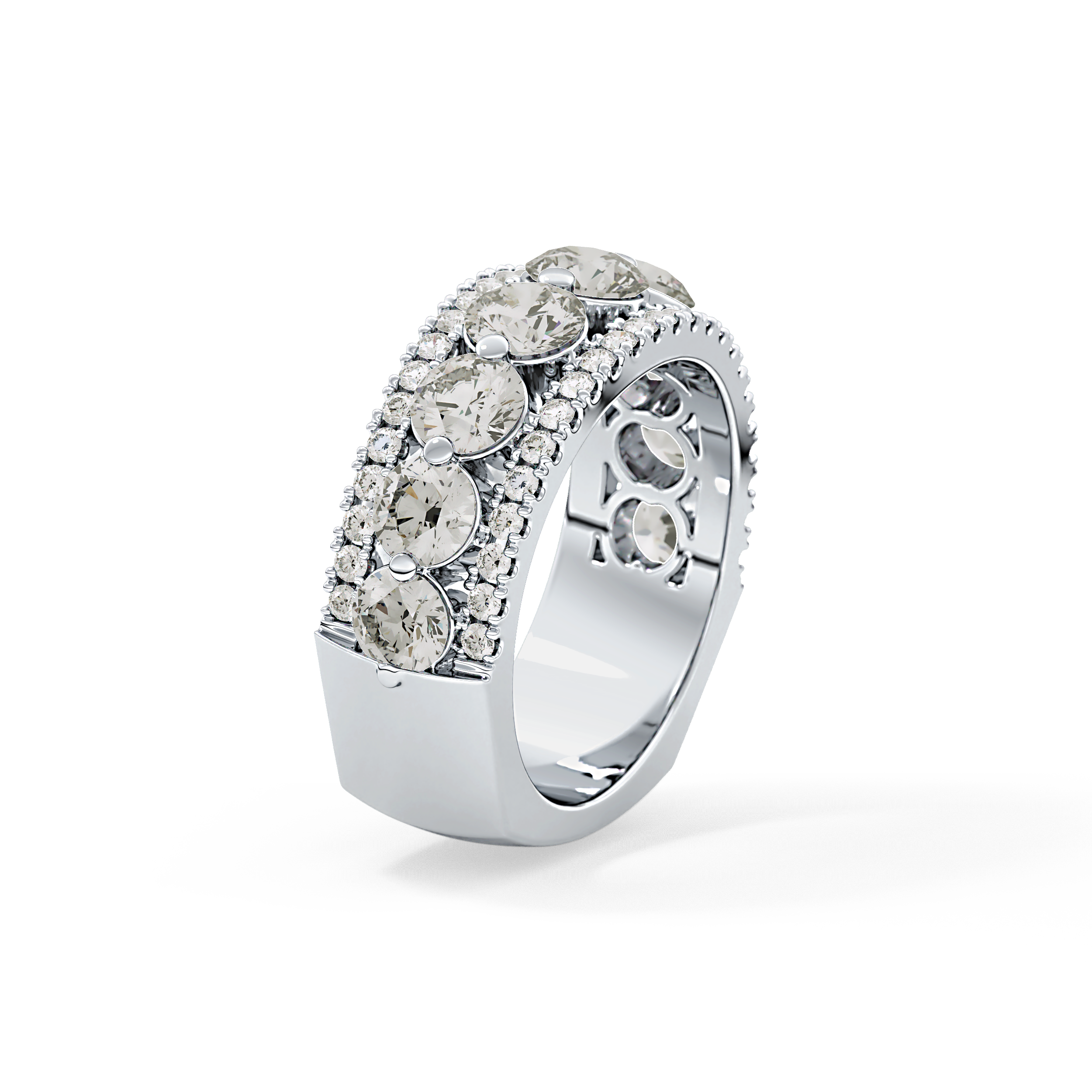 Half Eternity Wedding Band with 2.67 TCW Round Cut Moissanite – Yellow, White, or Rose Gold