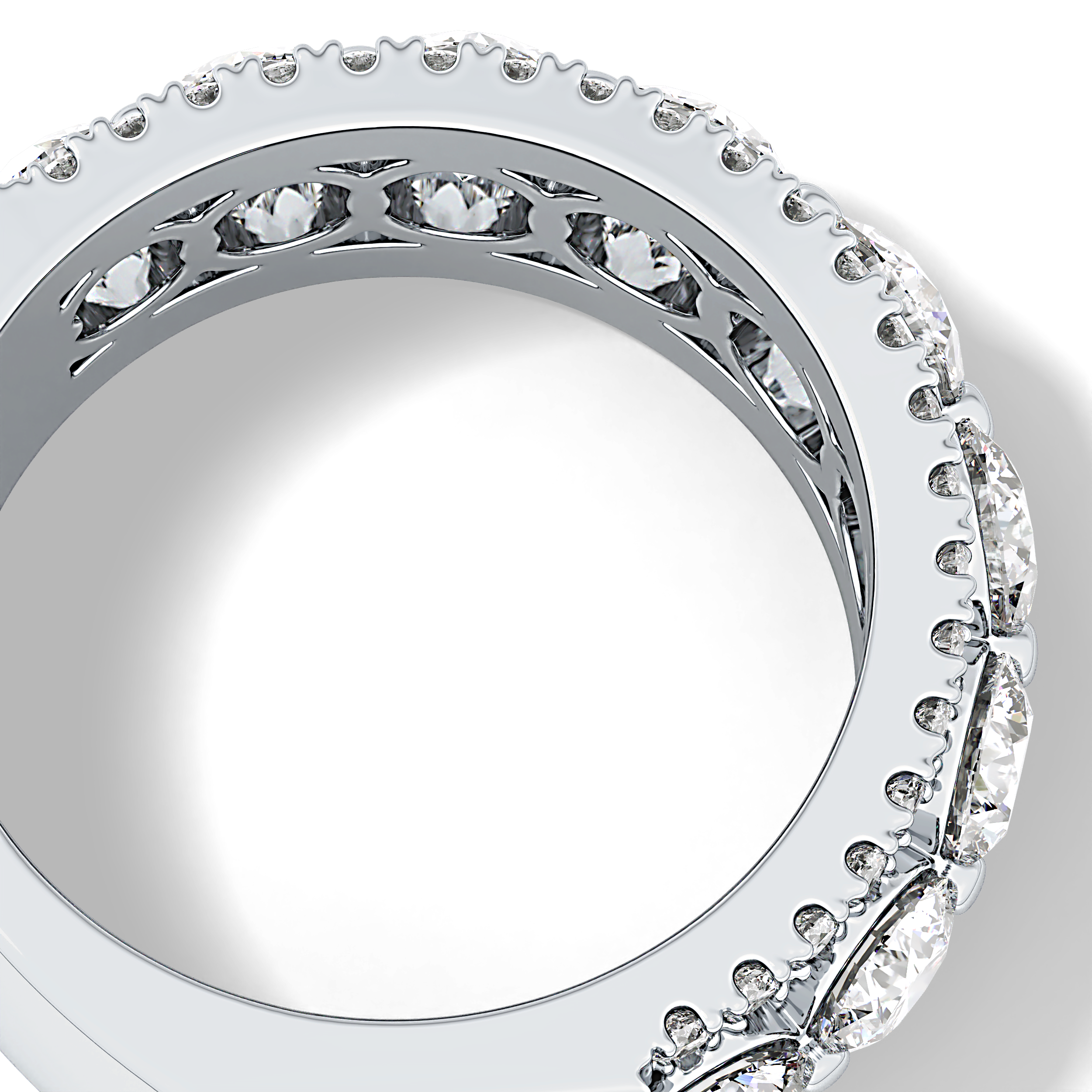 Half Eternity Wedding Band with 2.67 TCW Round Cut Moissanite – Yellow, White, or Rose Gold