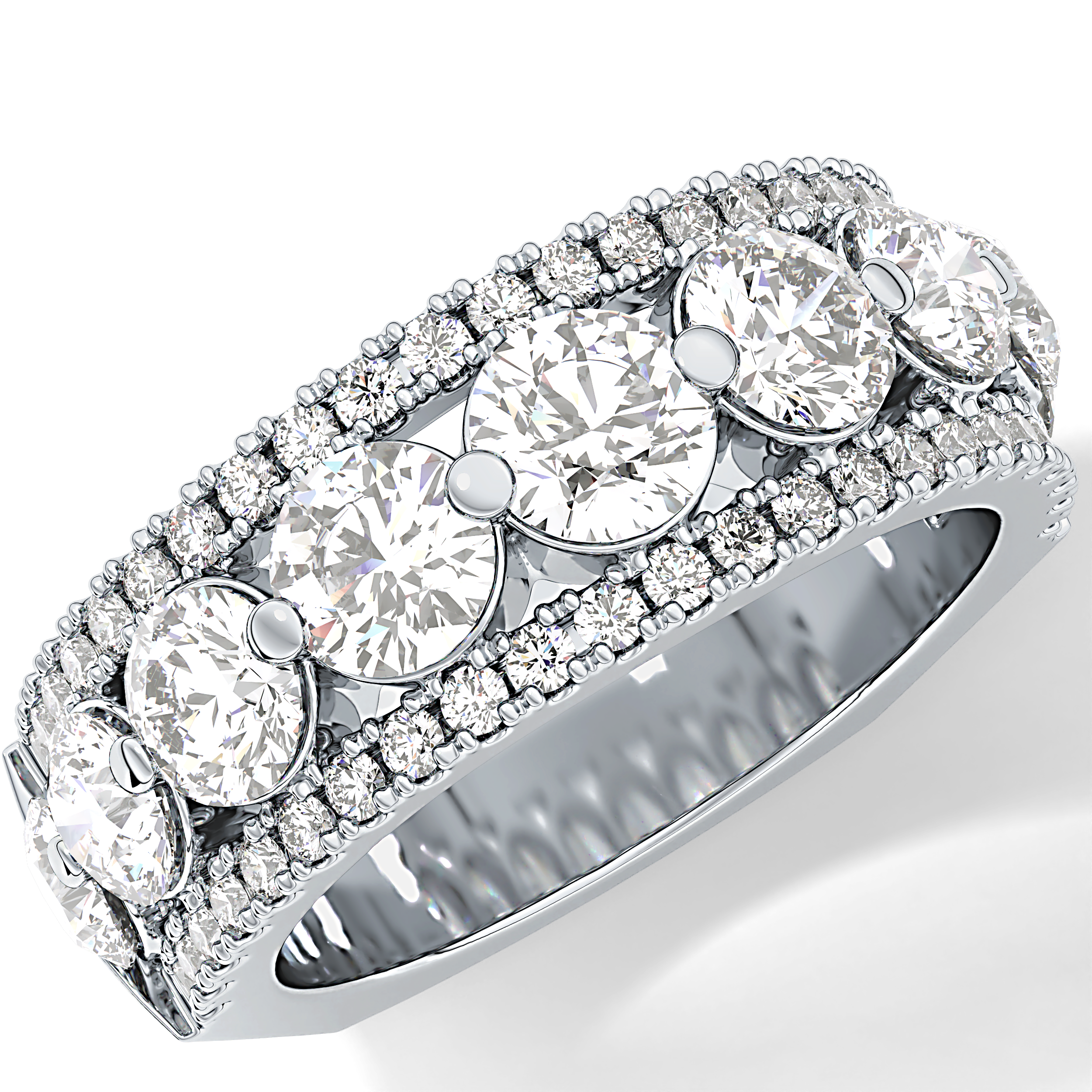 Half Eternity Wedding Band with 2.67 TCW Round Cut Moissanite – Yellow, White, or Rose Gold