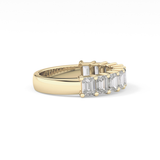 Half Eternity Wedding Band with 2.26 TCW Emerald Cut Moissanite – Yellow, White, or Rose Gold