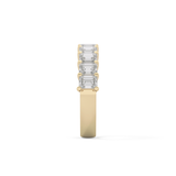 Half Eternity Wedding Band with 2.26 TCW Emerald Cut Moissanite – Yellow, White, or Rose Gold