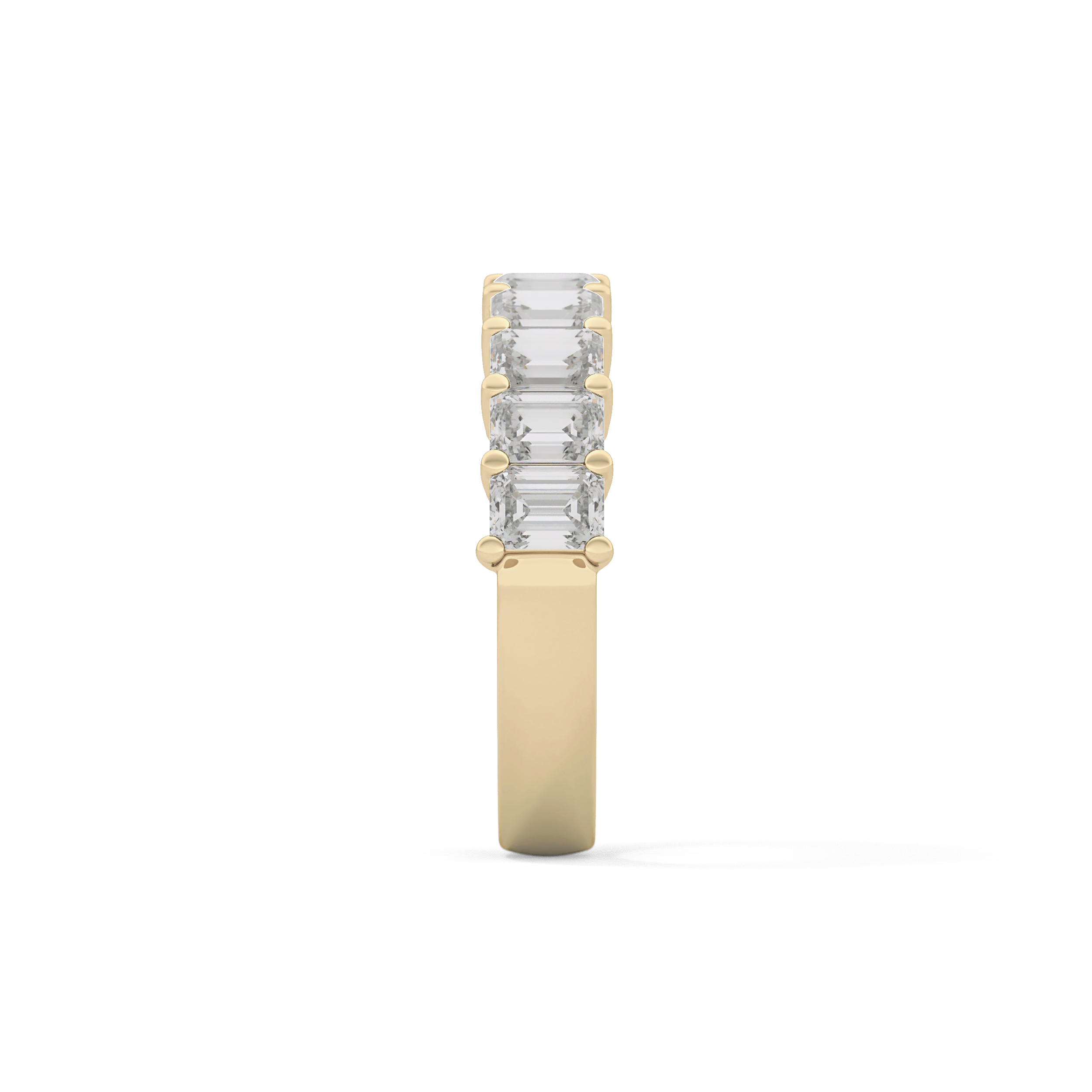 Half Eternity Wedding Band with 2.26 TCW Emerald Cut Moissanite – Yellow, White, or Rose Gold