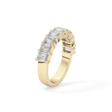 Half Eternity Wedding Band with 2.26 TCW Emerald Cut Moissanite – Yellow, White, or Rose Gold