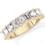 Half Eternity Wedding Band with 2.26 TCW Emerald Cut Moissanite – Yellow, White, or Rose Gold