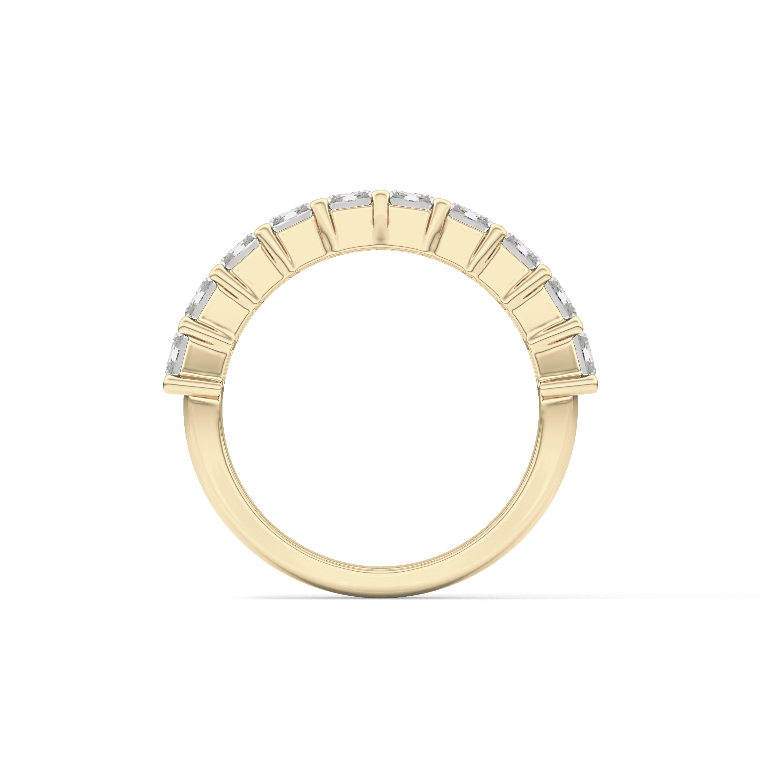 Half Eternity Wedding Band with 2.26 TCW Emerald Cut Moissanite – Yellow, White, or Rose Gold