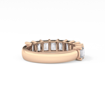 Half Eternity Wedding Band with 2.26 TCW Emerald Cut Moissanite – Yellow, White, or Rose Gold