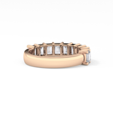 Half Eternity Wedding Band with 2.26 TCW Emerald Cut Moissanite – Yellow, White, or Rose Gold