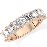 Half Eternity Wedding Band with 2.26 TCW Emerald Cut Moissanite – Yellow, White, or Rose Gold