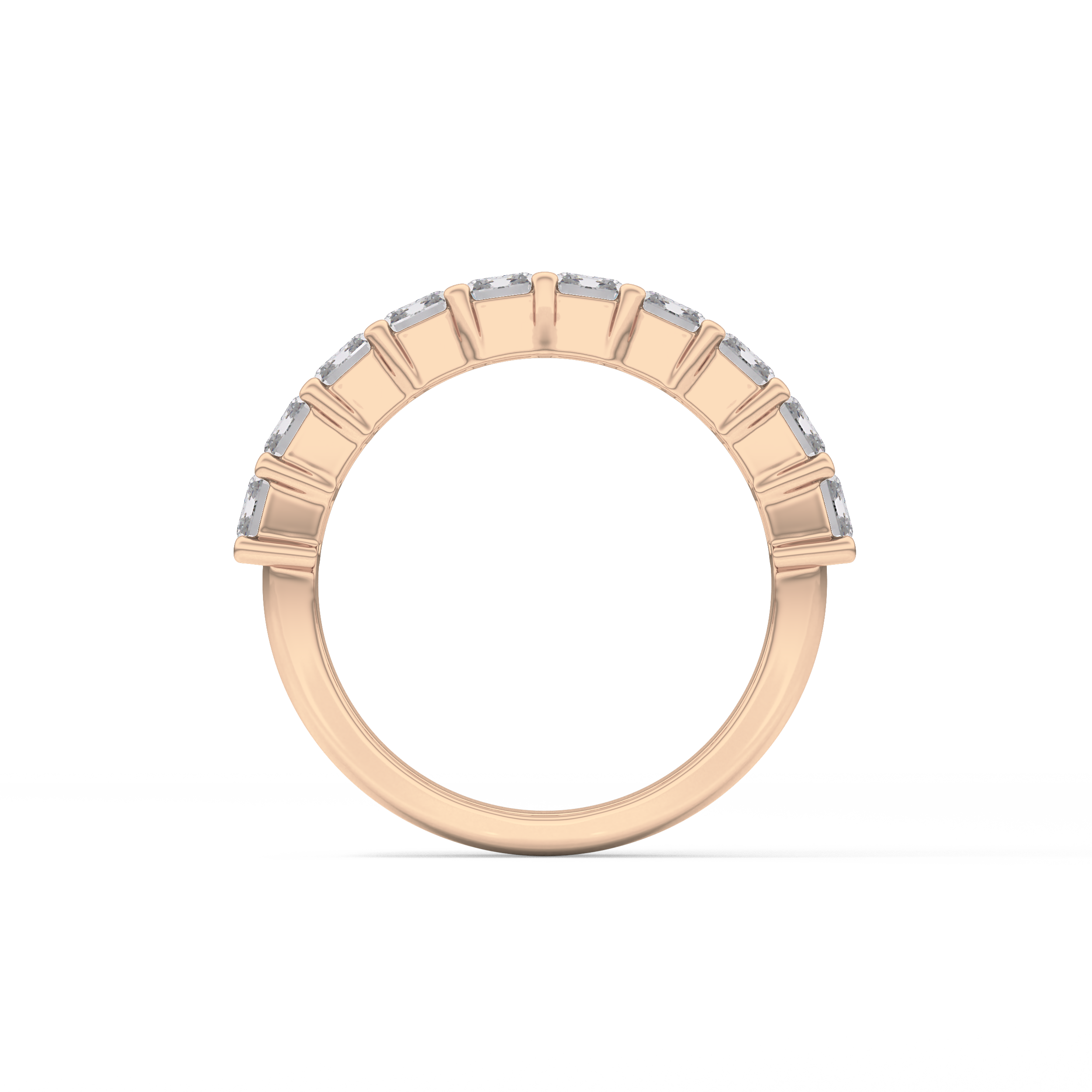 Half Eternity Wedding Band with 2.26 TCW Emerald Cut Moissanite – Yellow, White, or Rose Gold