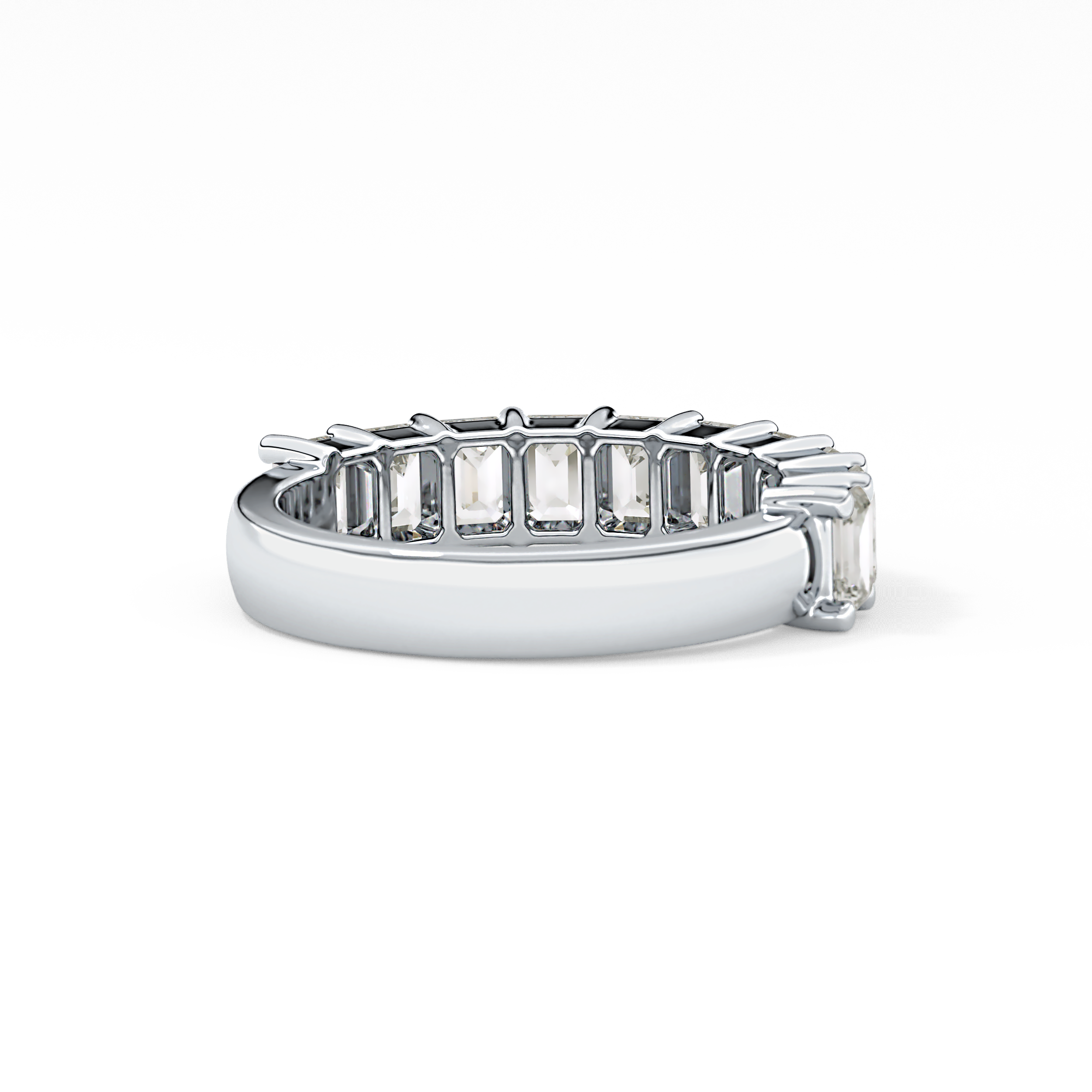 Half Eternity Wedding Band with 2.26 TCW Emerald Cut Moissanite – Yellow, White, or Rose Gold